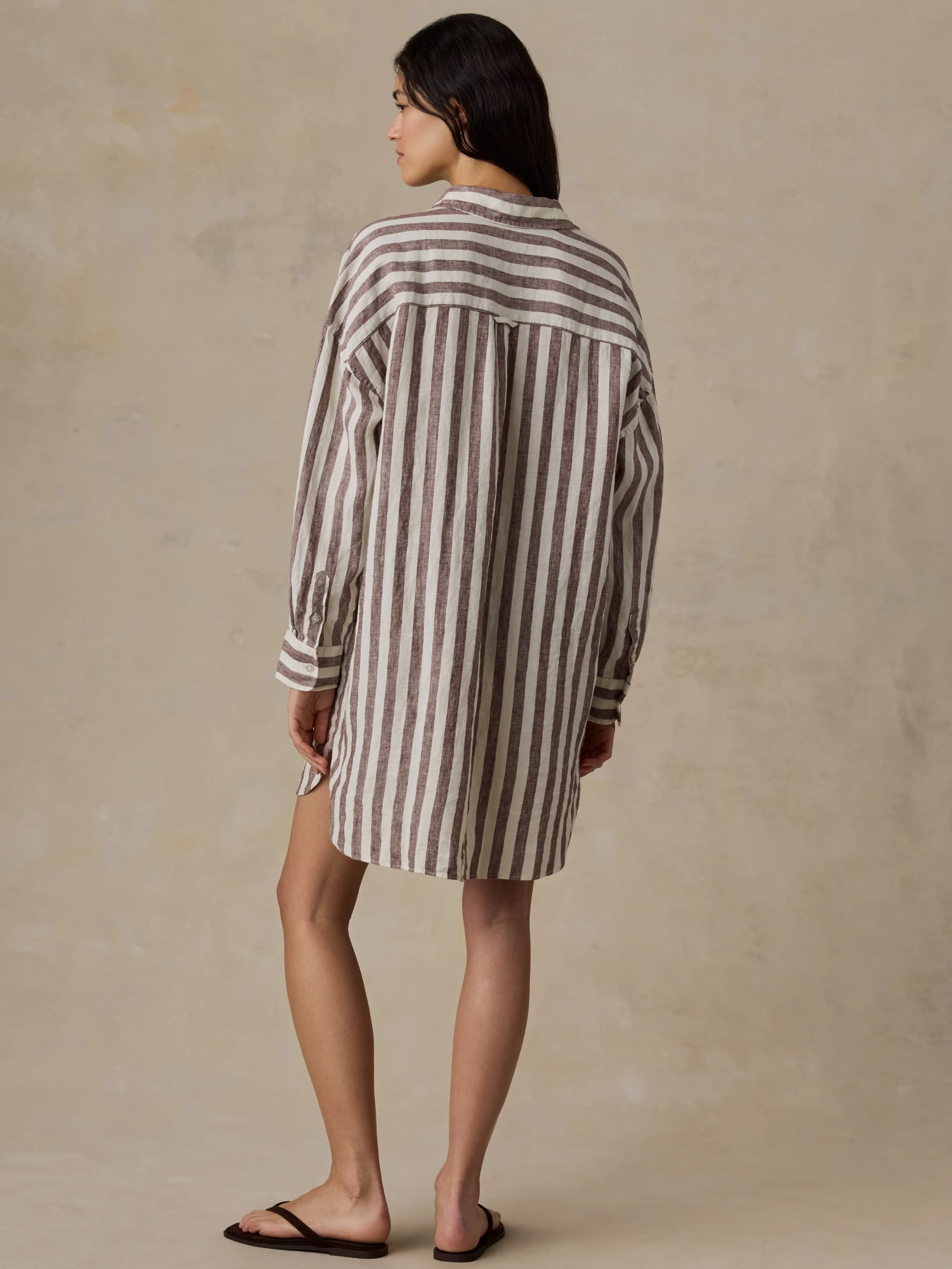 Laguna Linen Kova Shirtdress - Sandy Horizon Stripe - Image 3