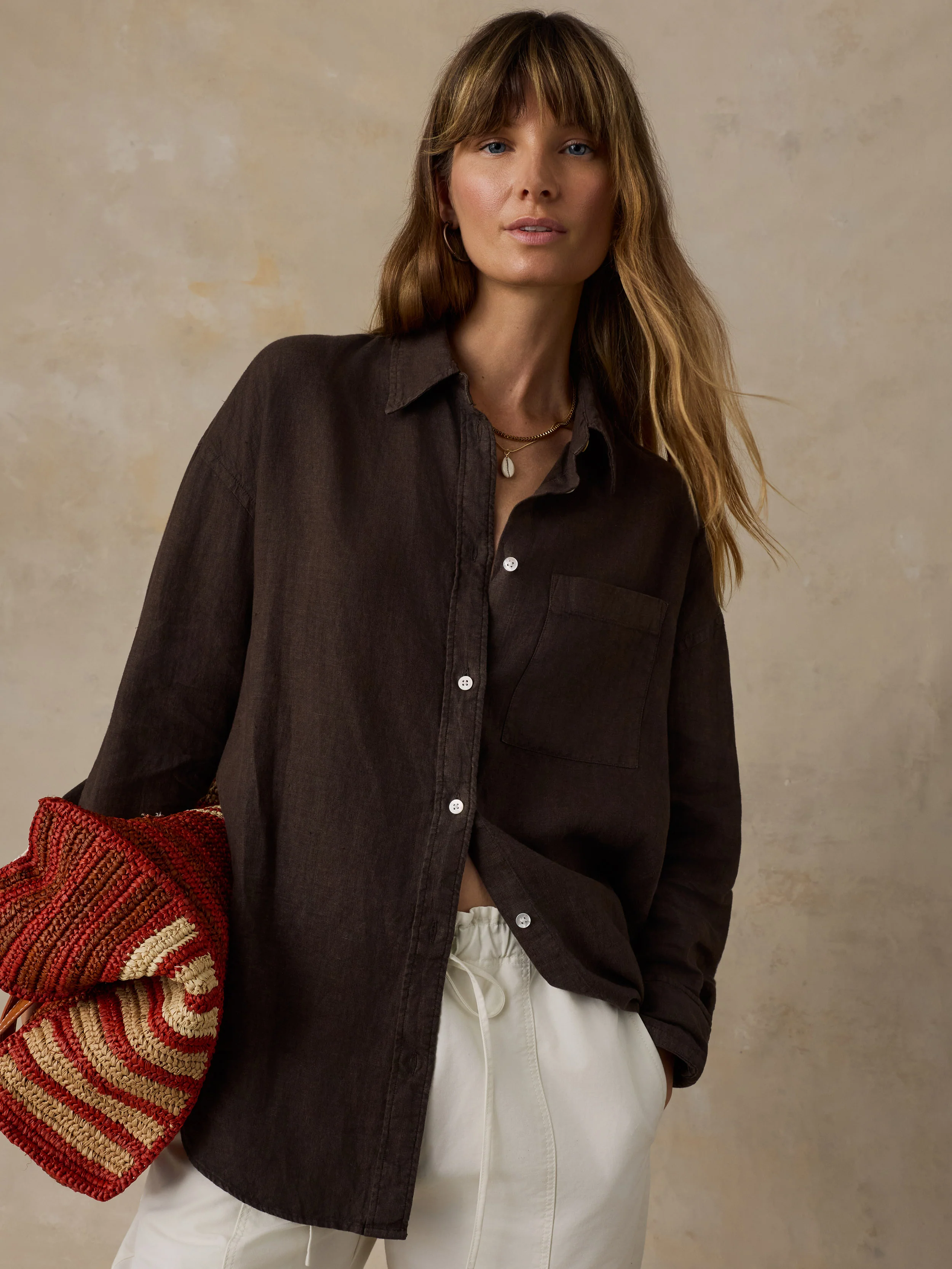 Laguna Linen Relaxed Shirt - Demitasse - Image 2