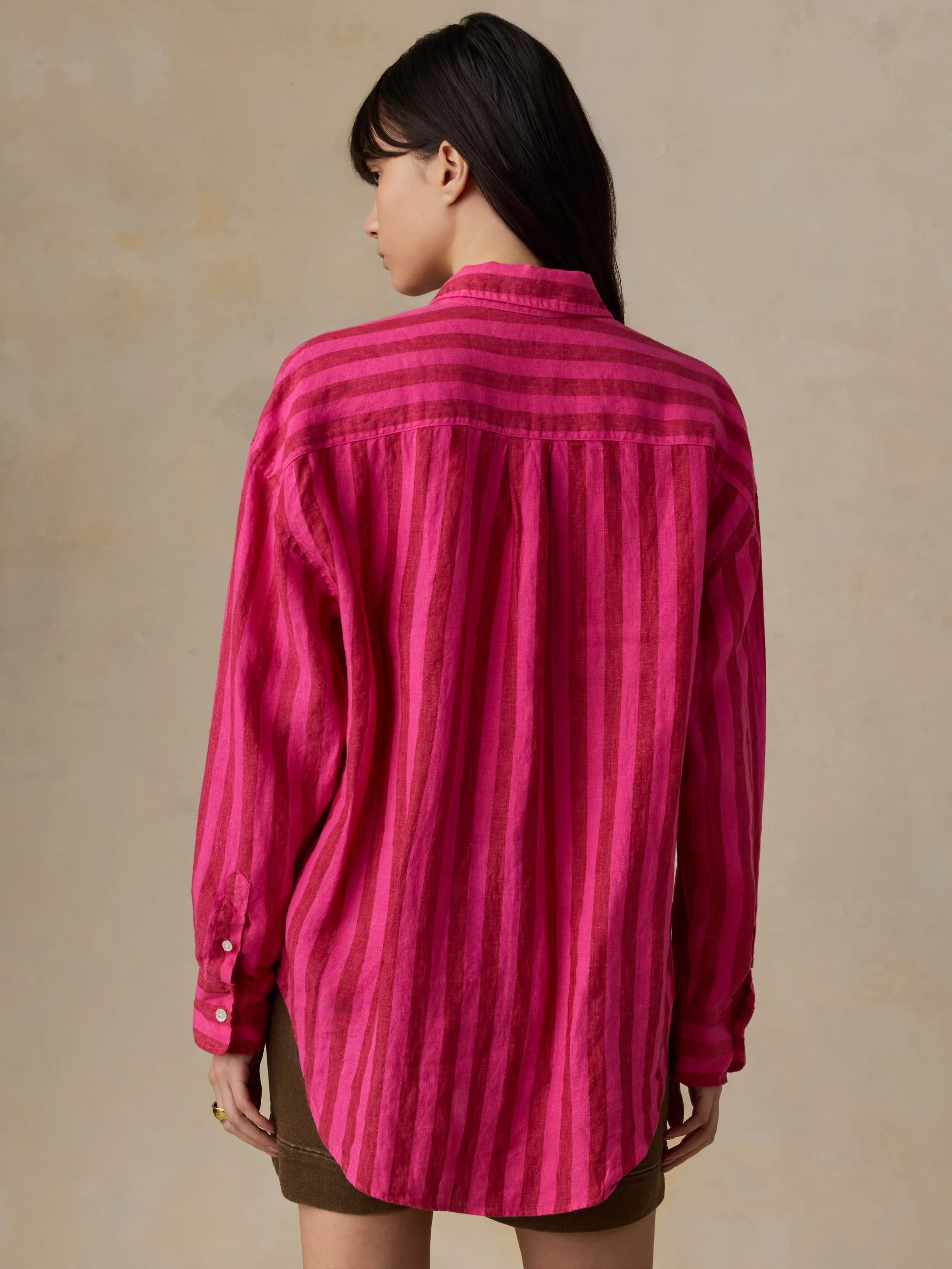 Laguna Linen Relaxed Shirt - Sunset Pop Stripe - Image 5