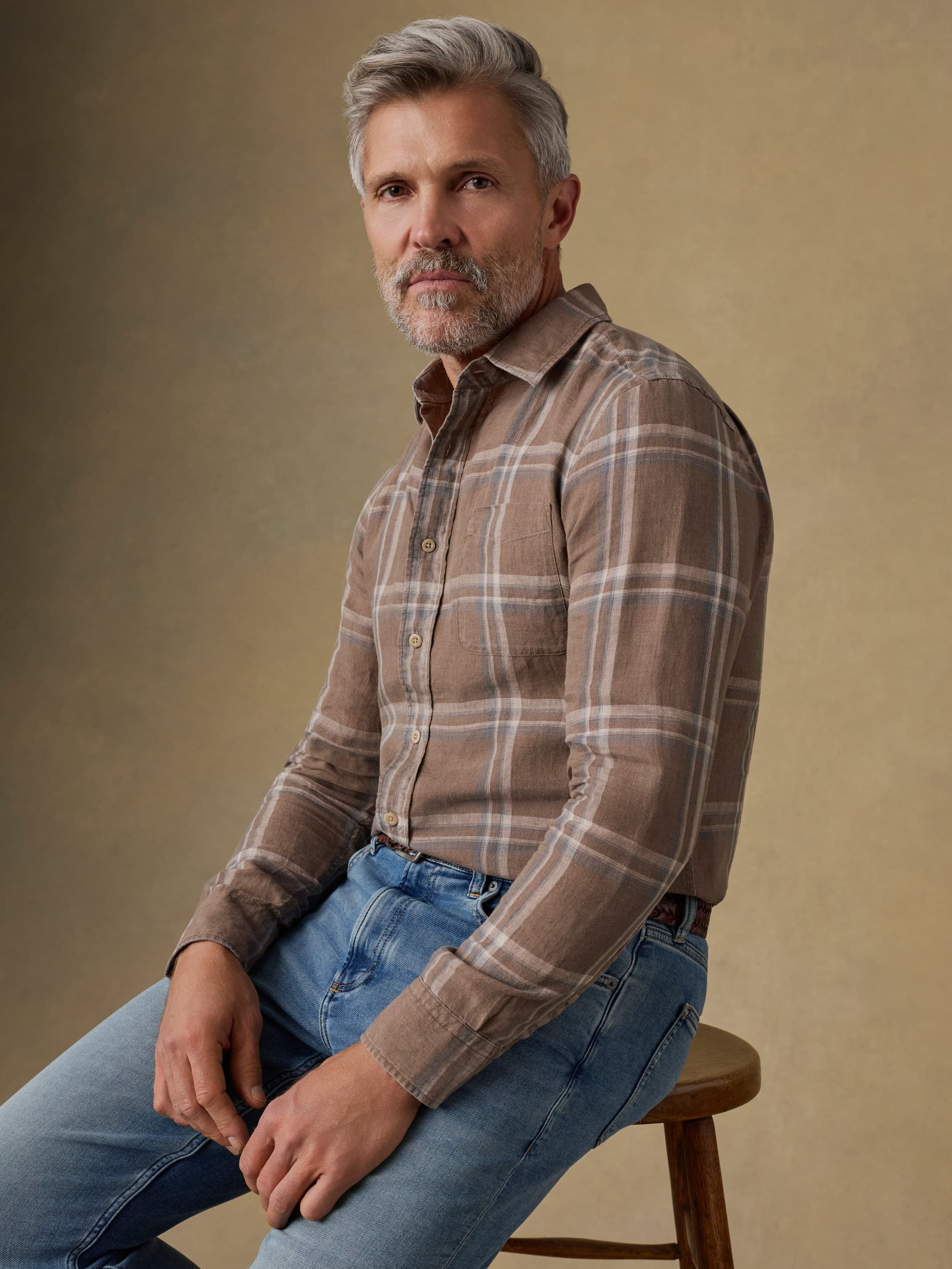 Laguna Linen Shirt - Driftwood Coast Plaid - Image 4