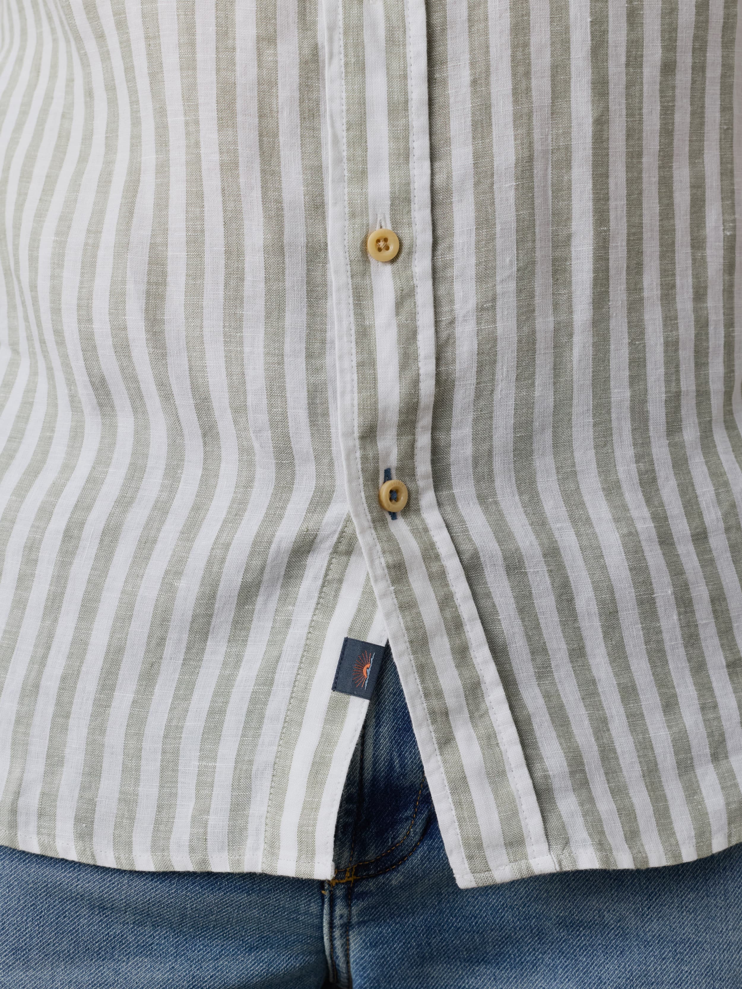 Laguna Linen Shirt - Green Hill Stripe - Image 4