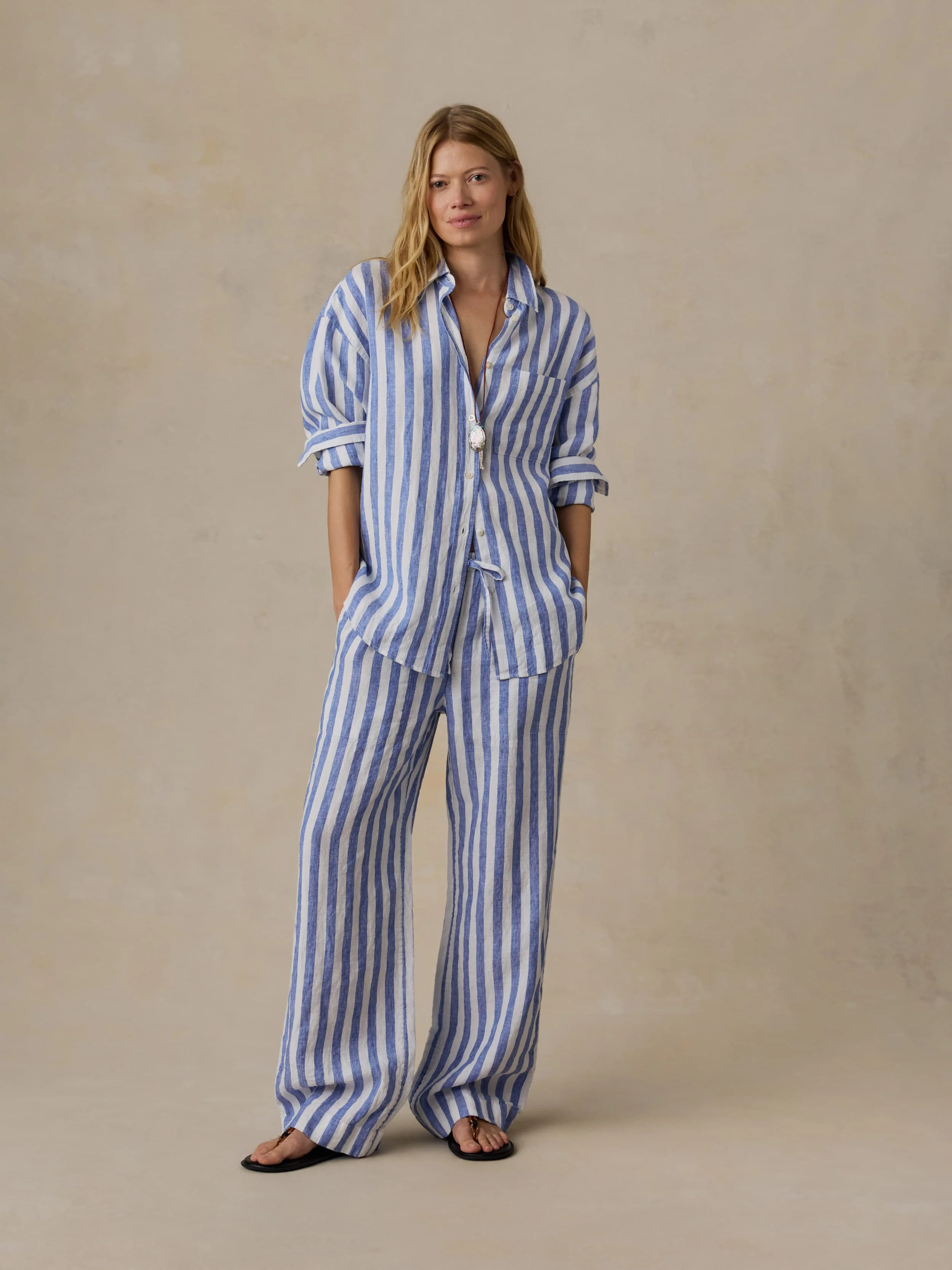 Laidback Linen Pant - Coastal Calm Stripe - Image 5
