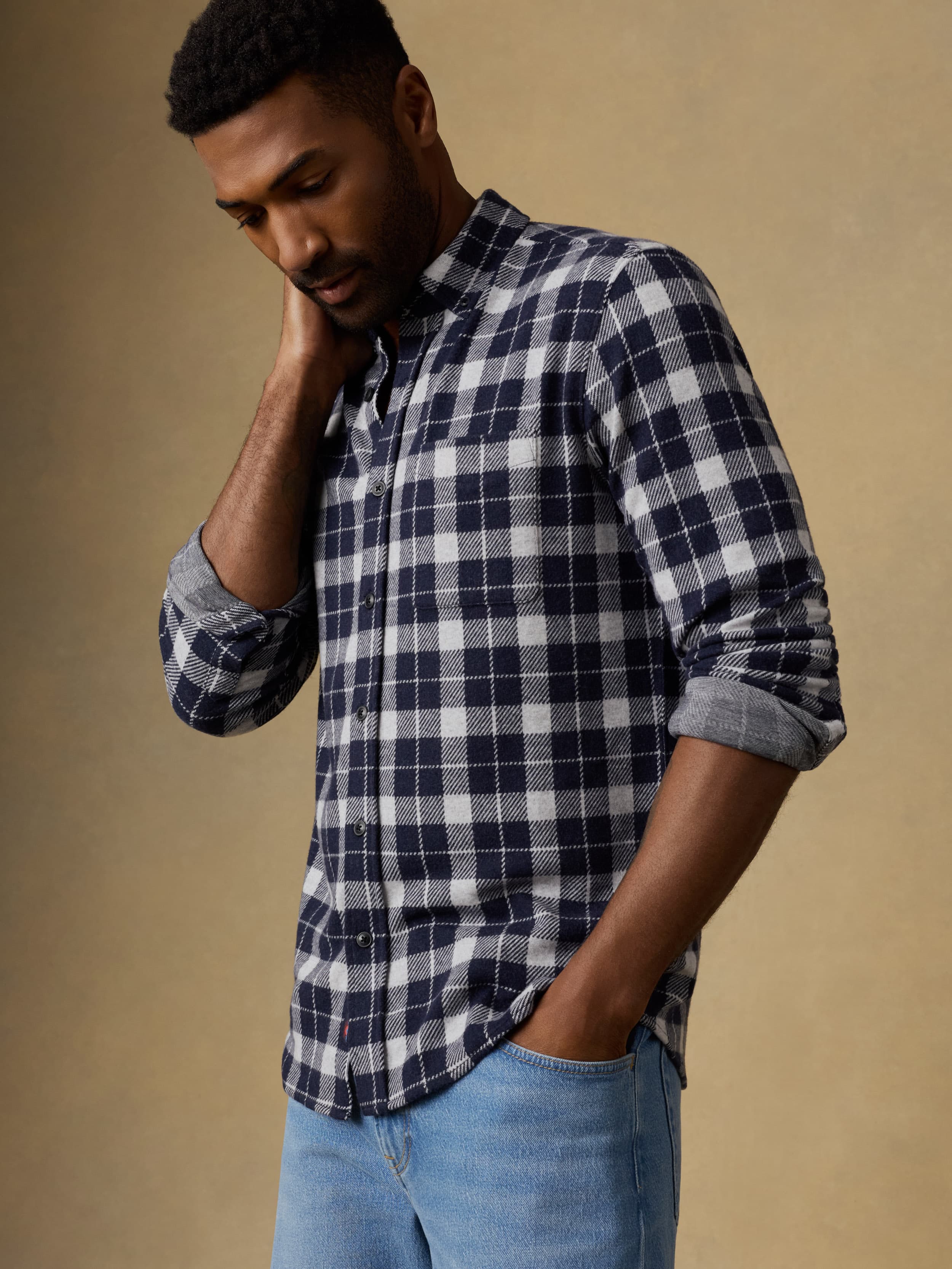 Legend™ Sweater Shirt (Single Pocket) - Midnight Lake Plaid - Image 4
