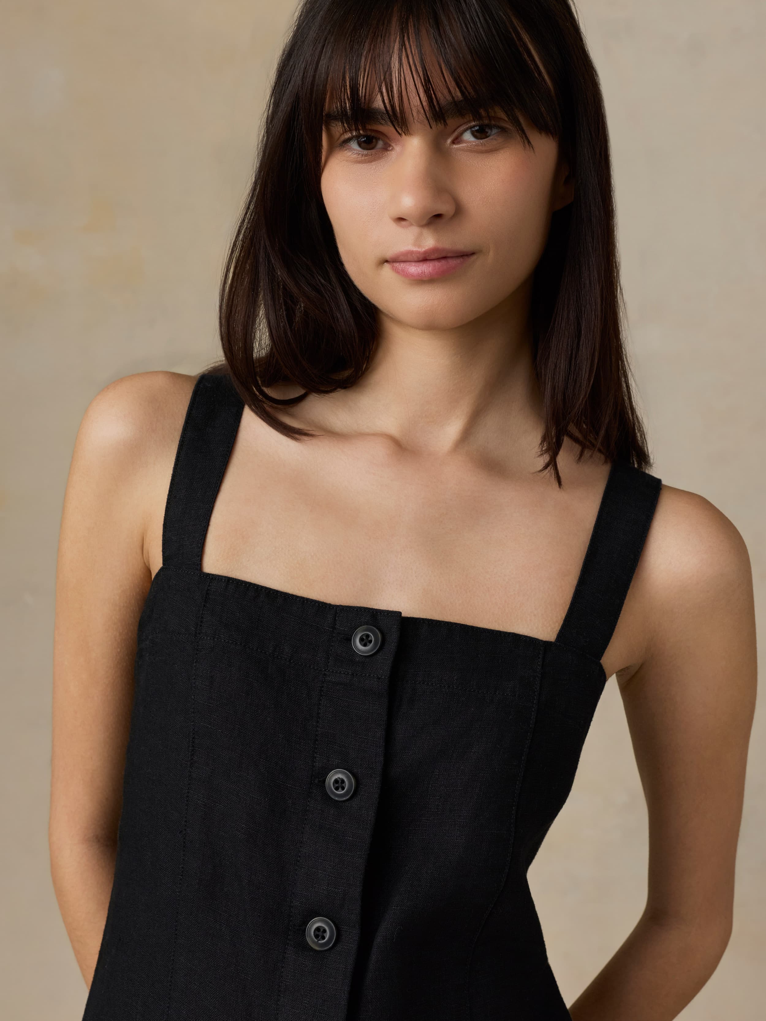 Sun Strider Linen Miley Dress - Black - Image 5