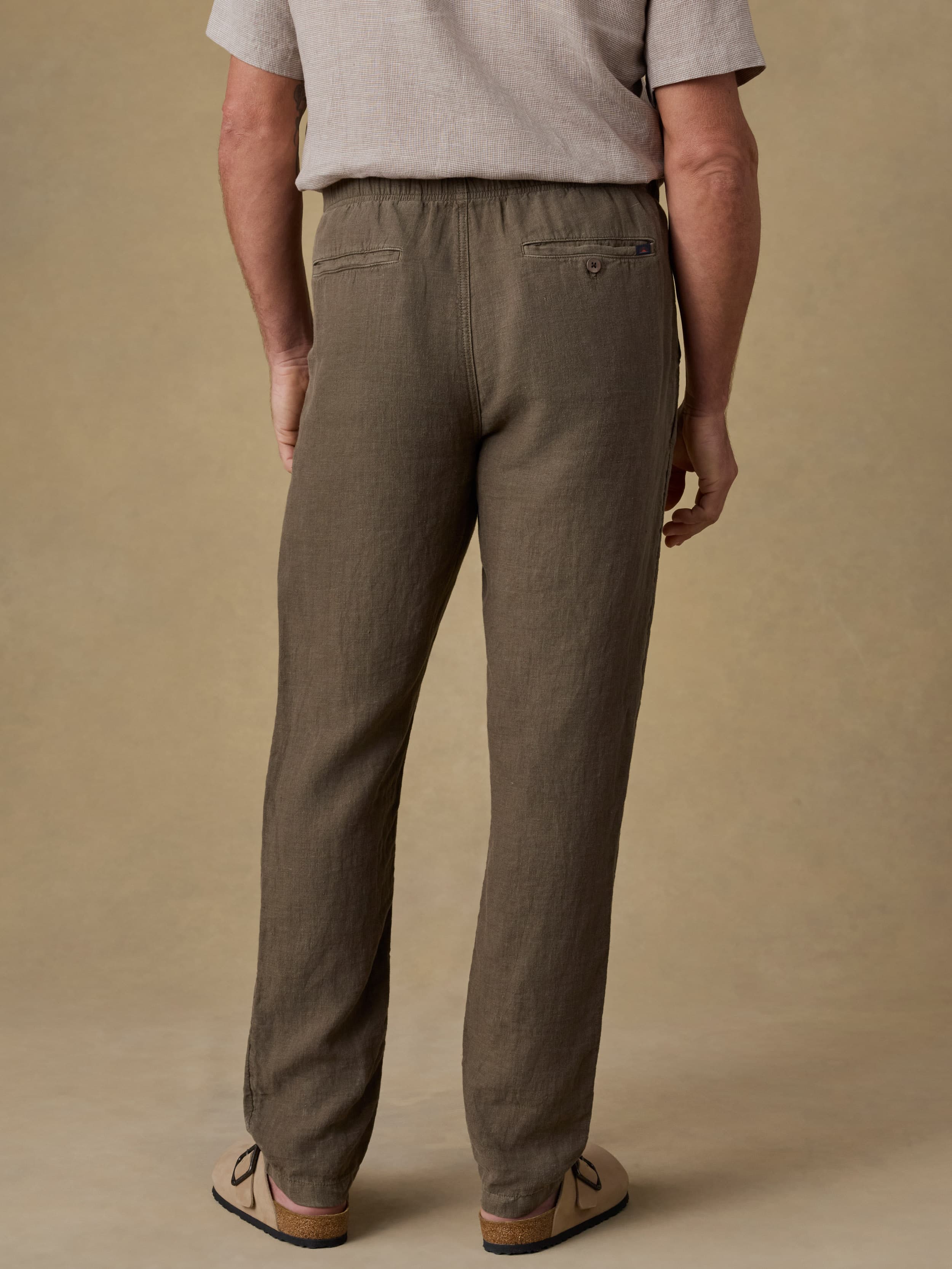 Linen Drawstring Pant - Dark Palm - Image 6