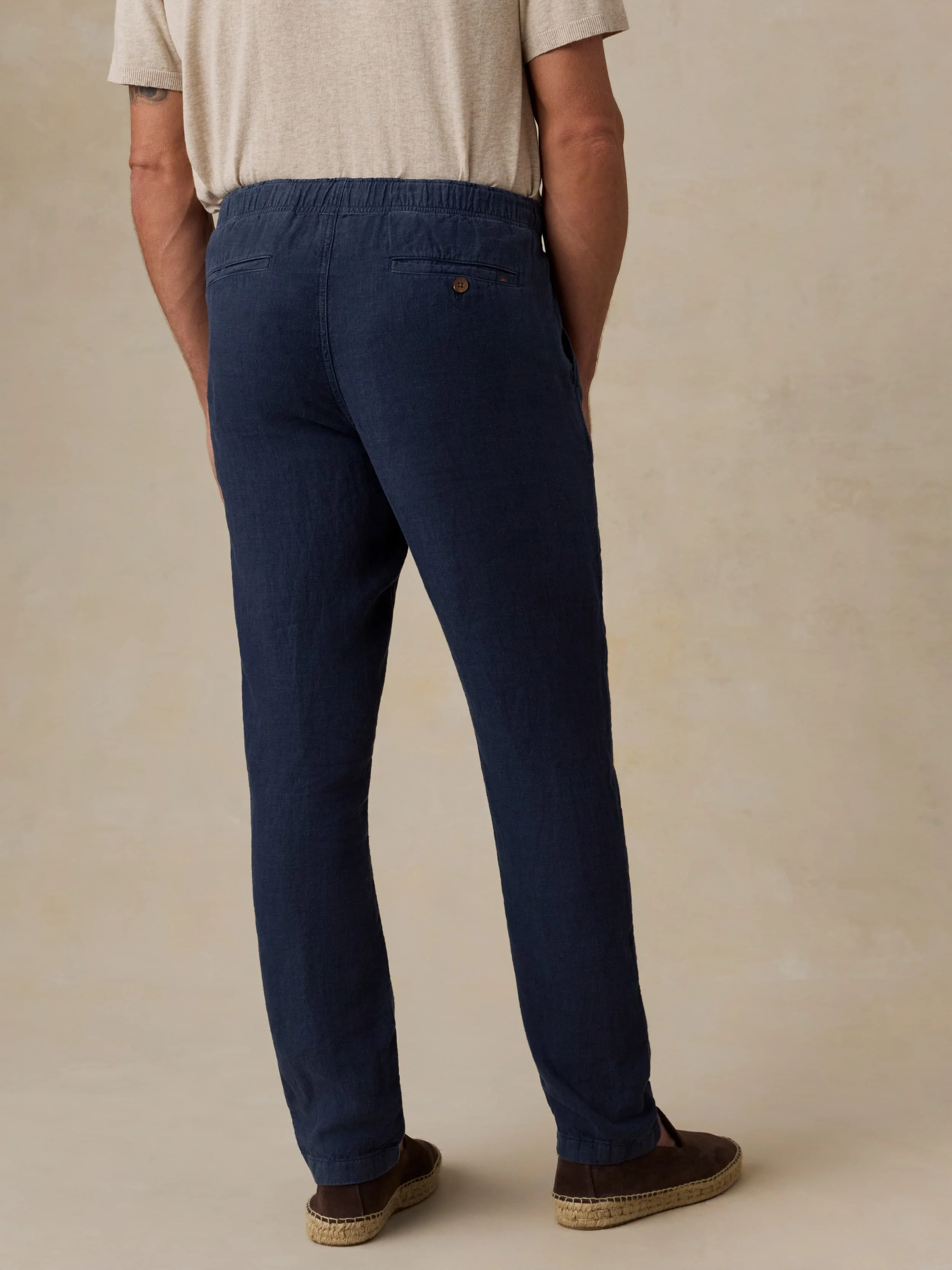 Linen Drawstring Pant - Island Navy - Image 3