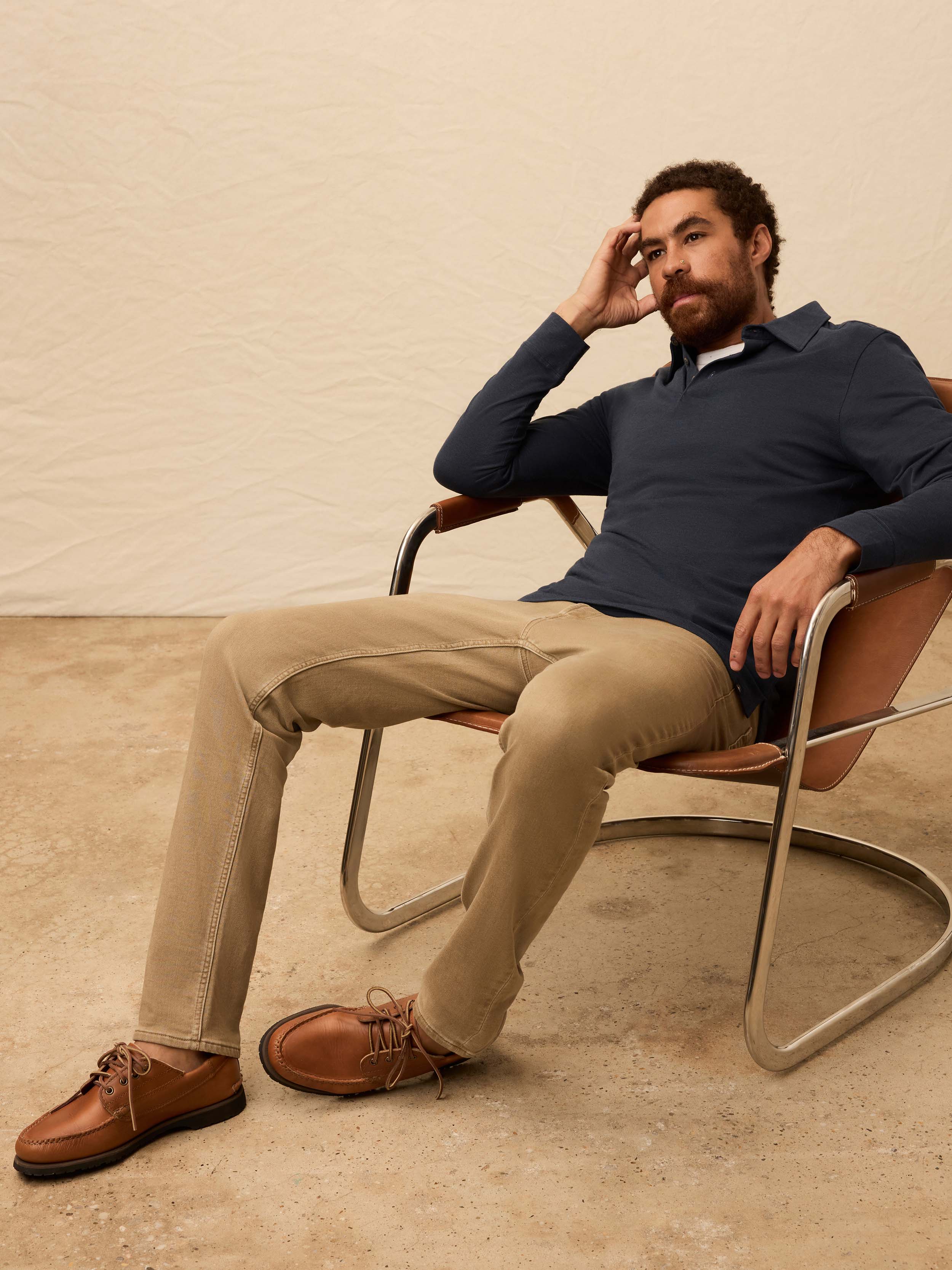 Long-Sleeve Movement™ Pique Polo - Harbor Night Heather - Image 4