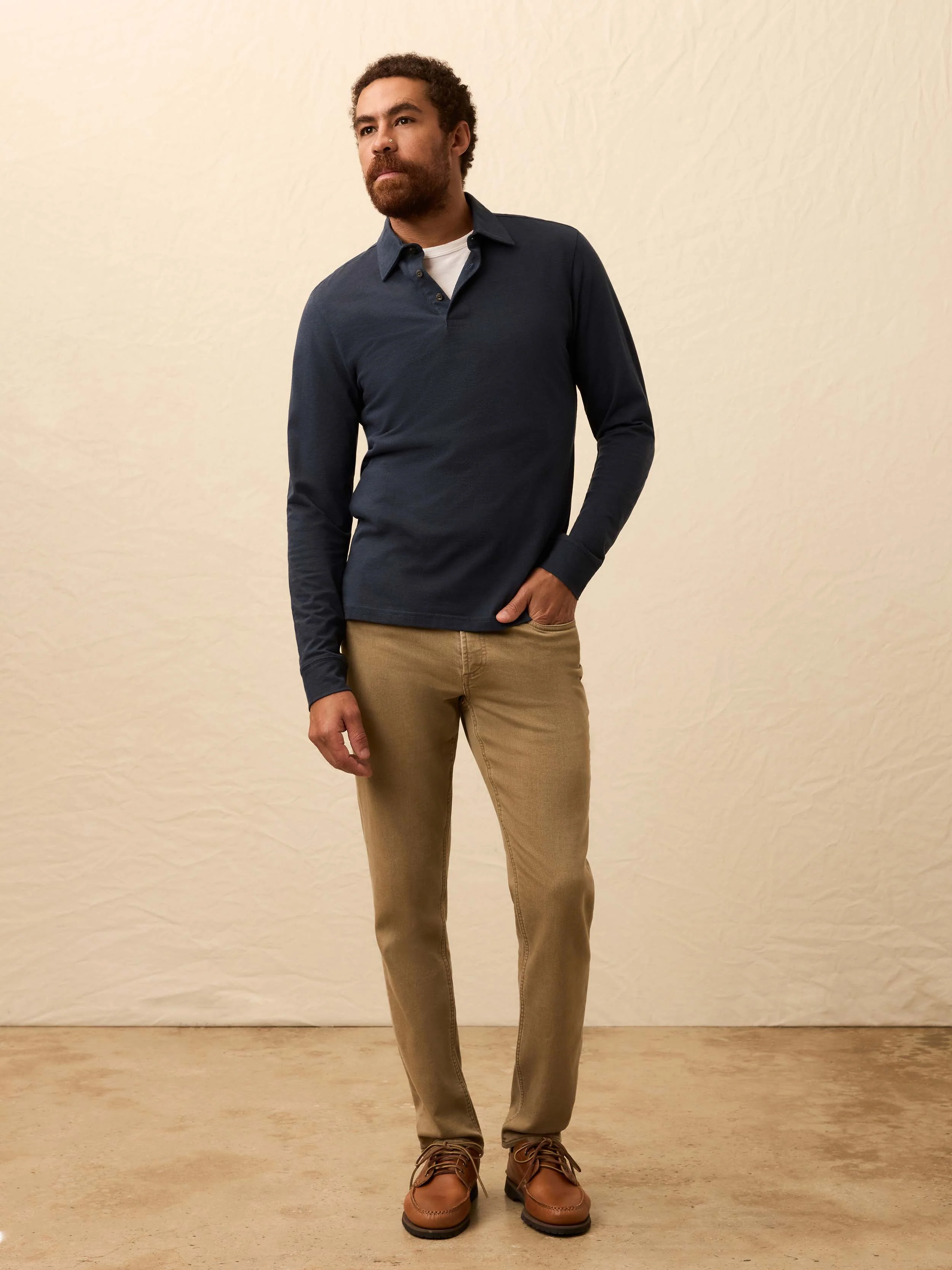 Long-Sleeve Movement™ Pique Polo - Harbor Night Heather - Image 5
