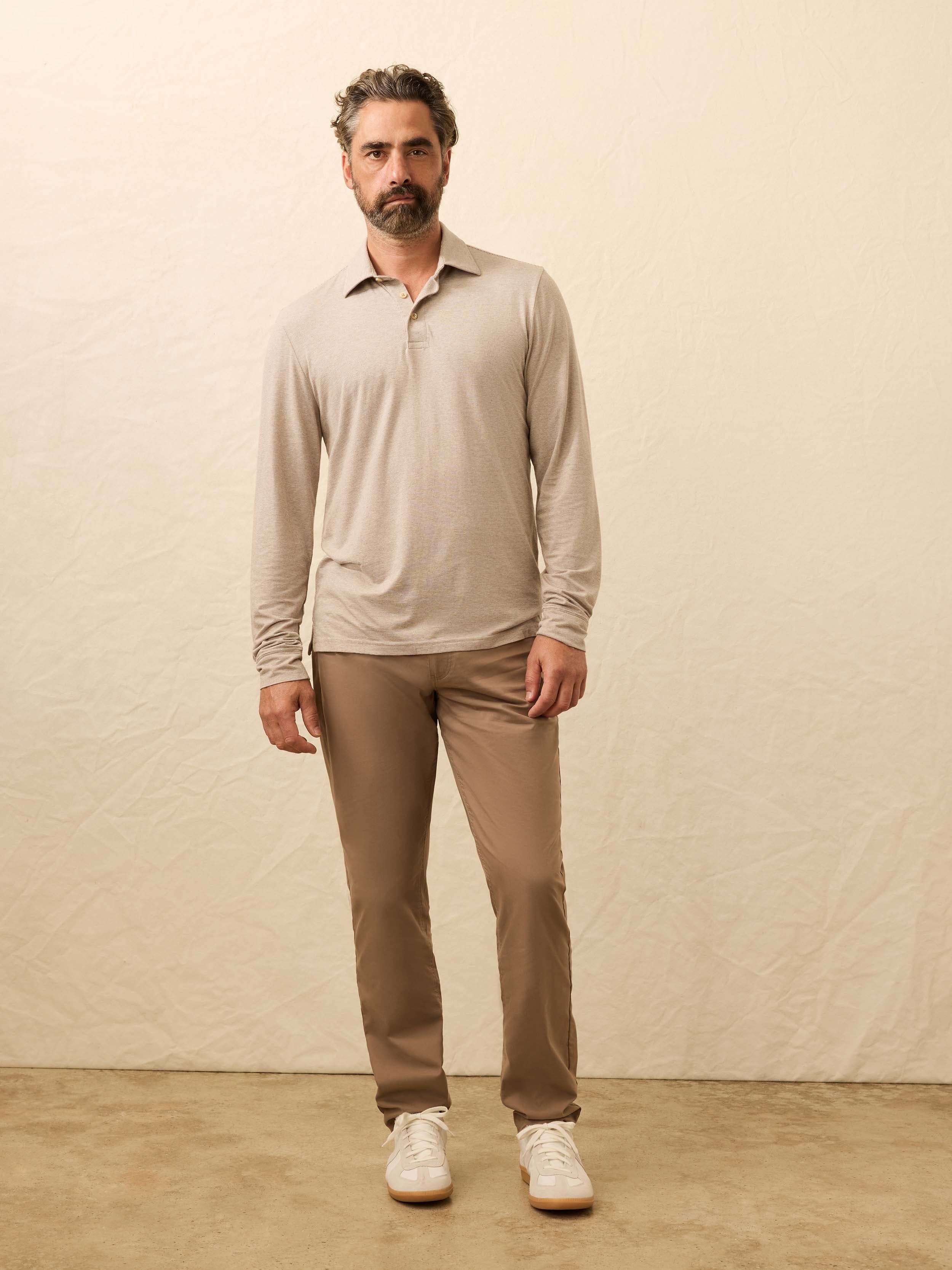 Long-Sleeve Movement™ Polo - Mountain Bark Feeder - Image 3