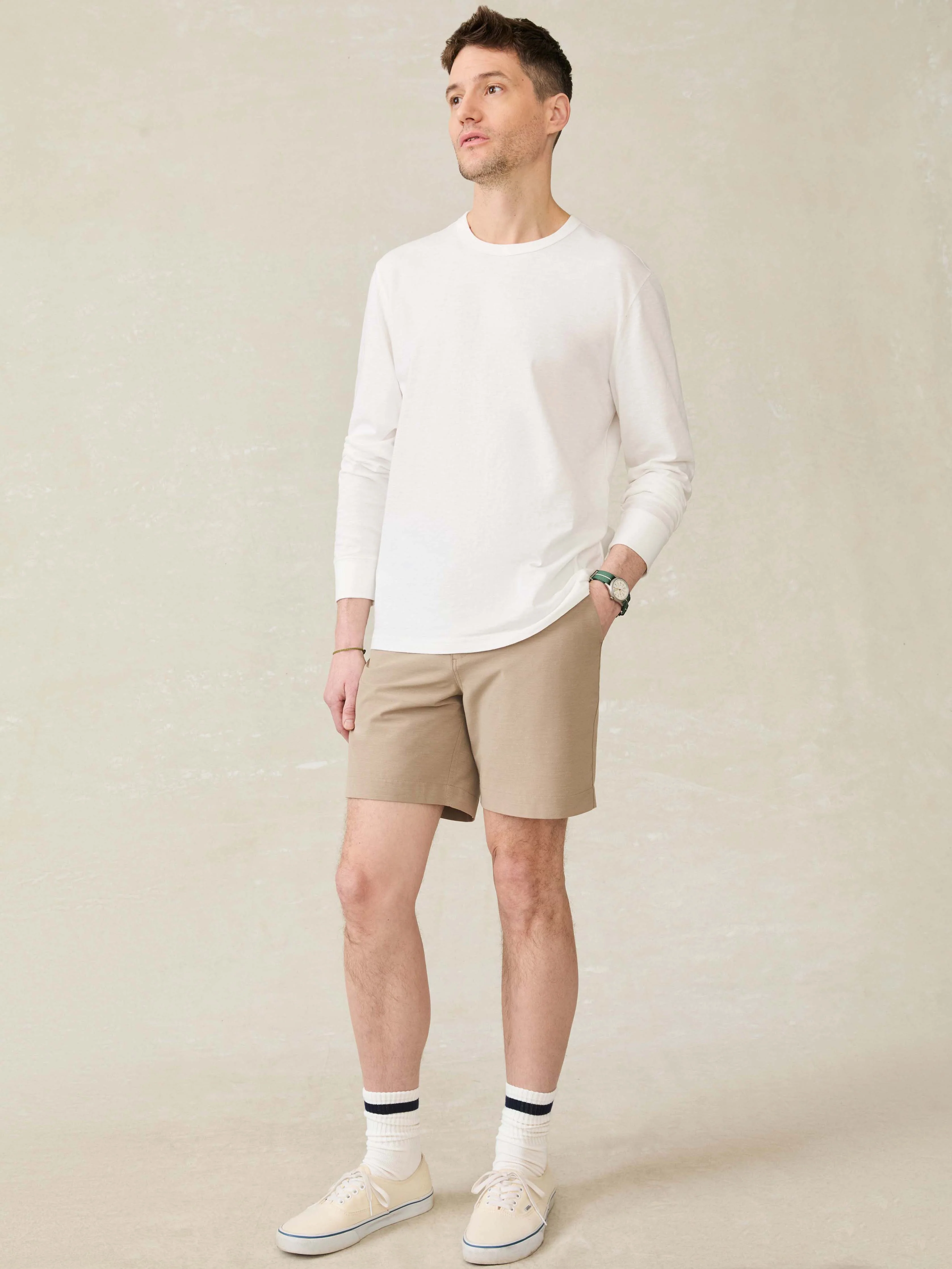 Long-Sleeve Sunwashed Tee - White - Image 5