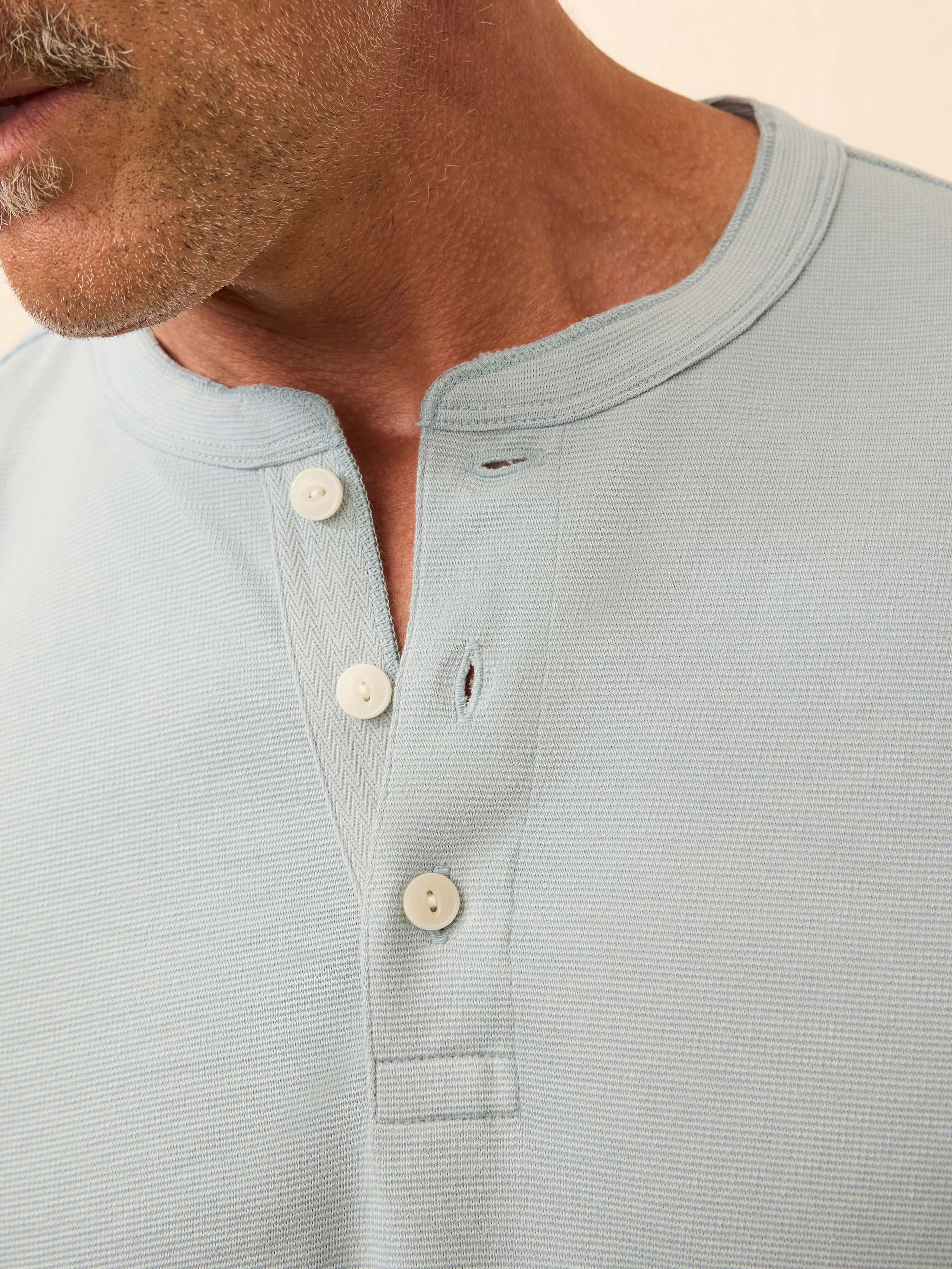 Long-Sleeve Waffle Henley - Alaskan Blue - Image 5