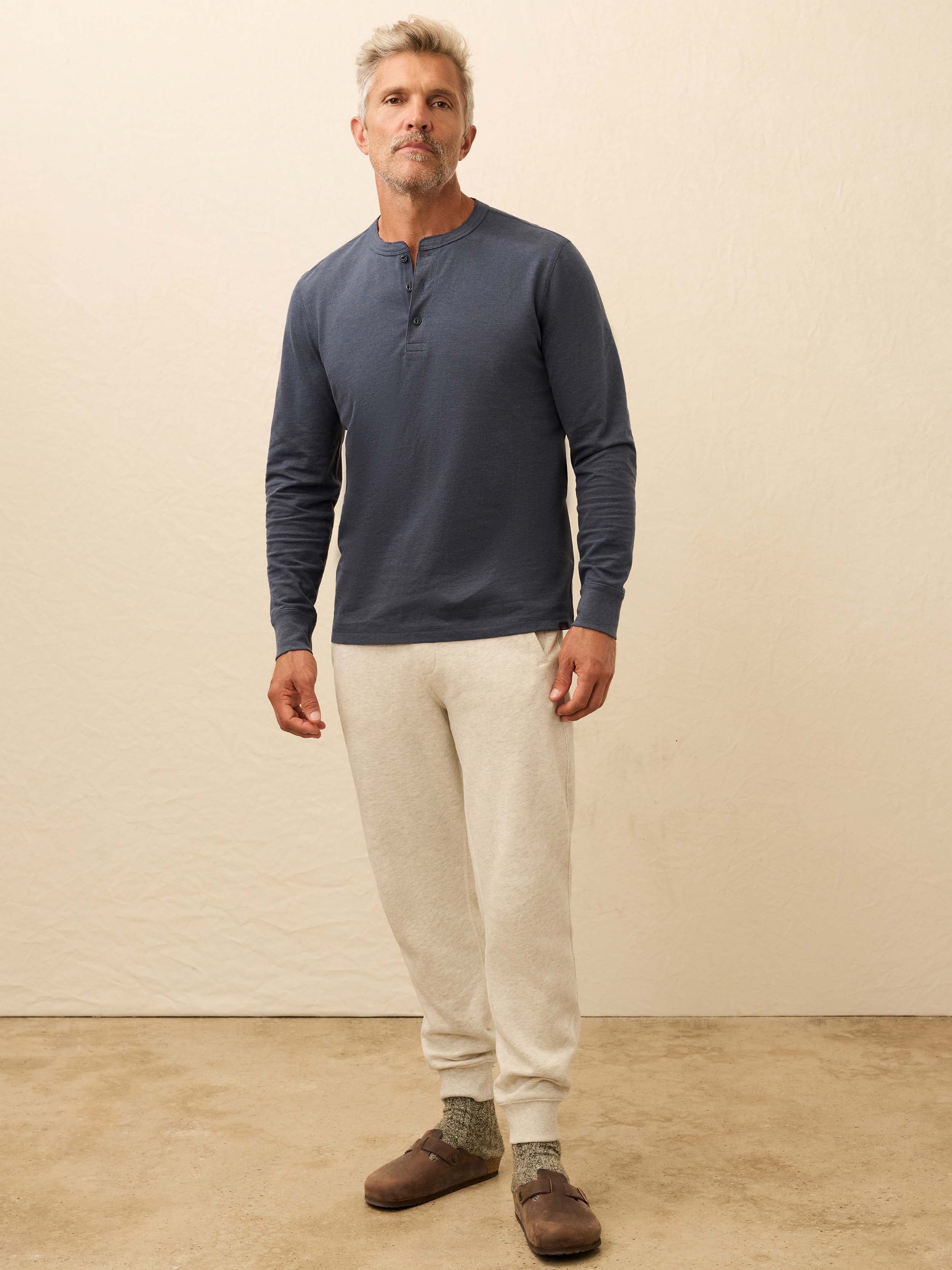 Long-Sleeve Waffle Henley - Blue Nights - Image 3