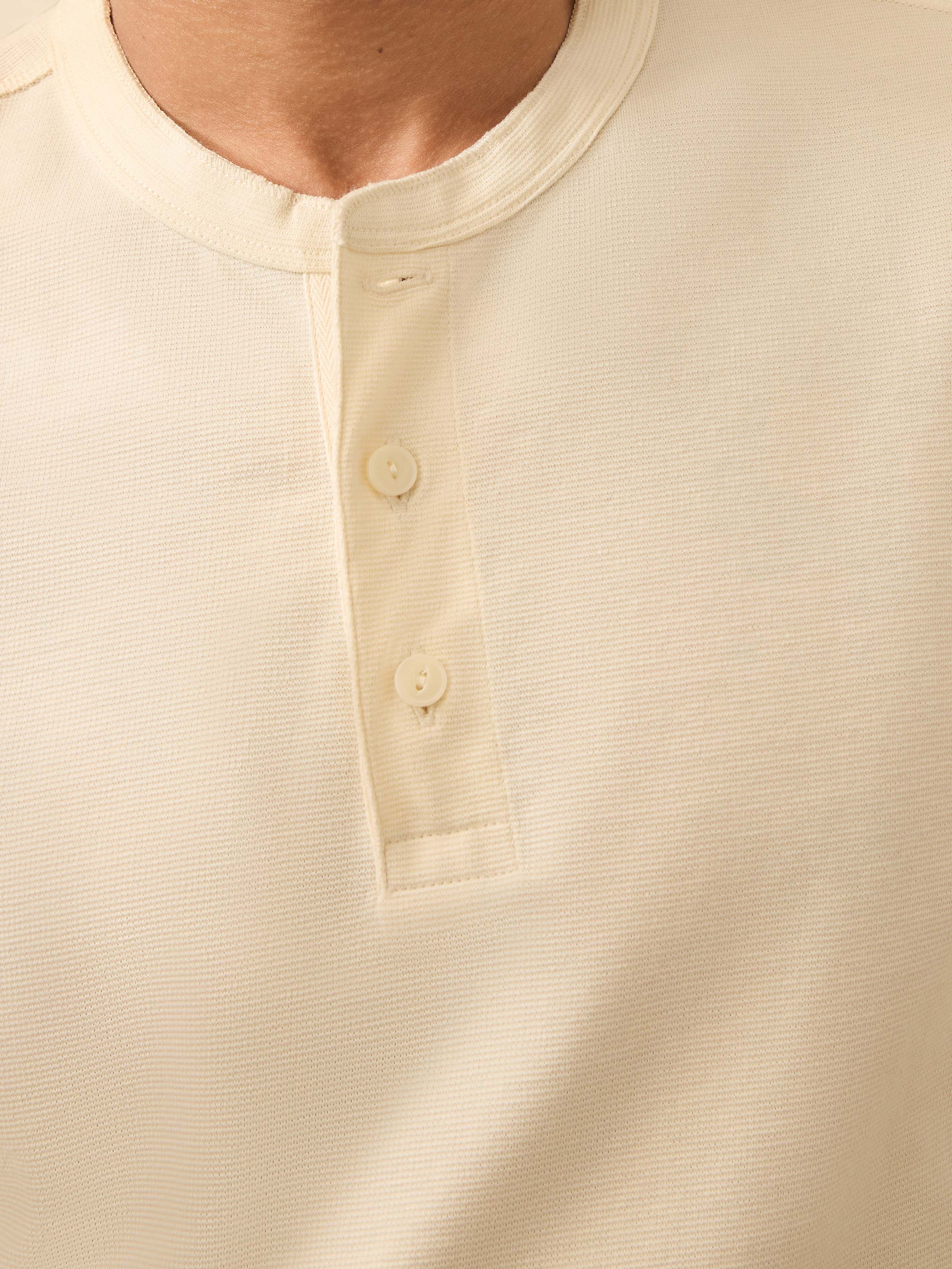 Long-Sleeve Waffle Henley - Snow - Image 5