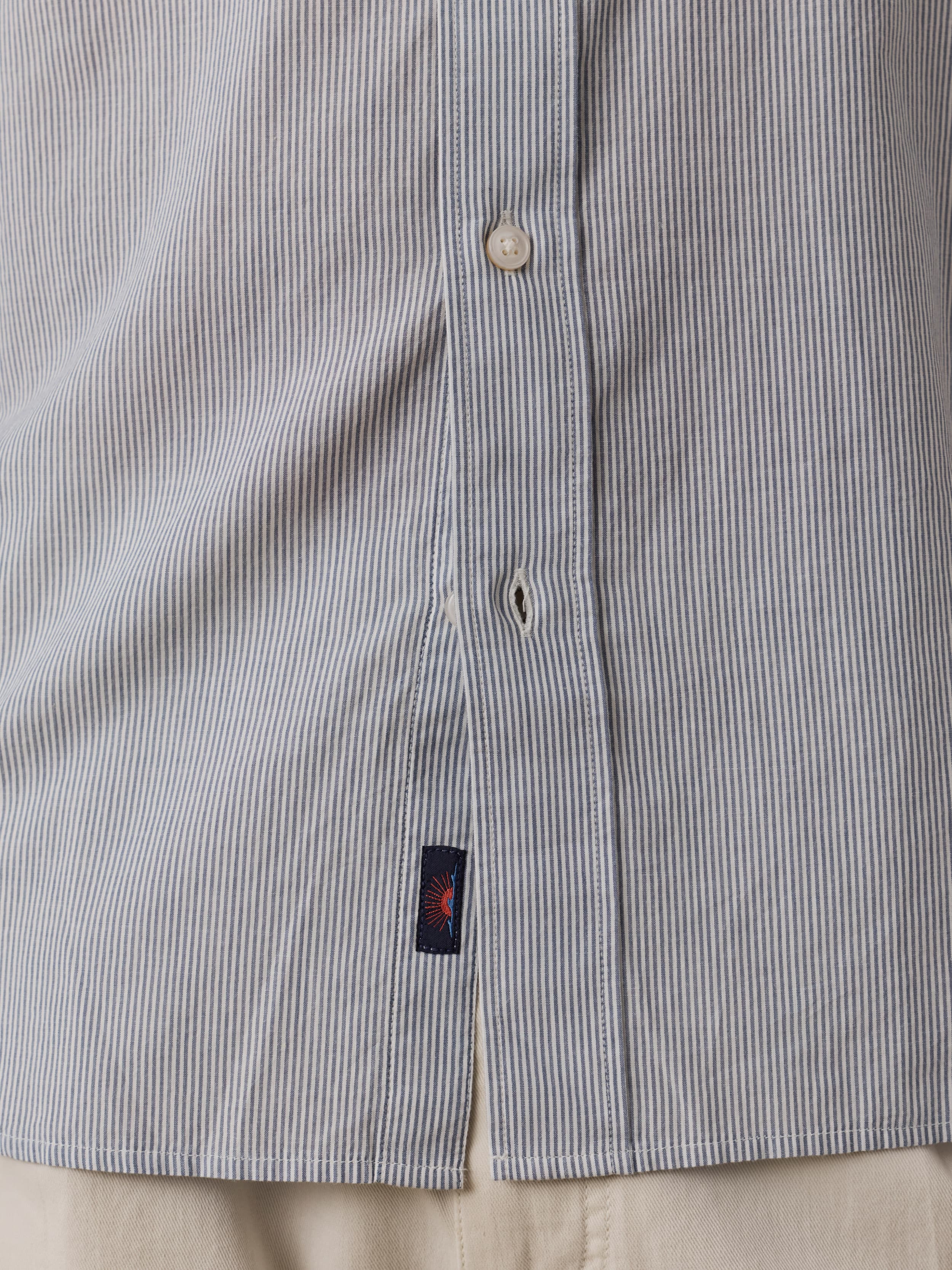 Long-Sleeve Weightless Cotton Shirt - Ivory Lake Stripe - Image 5