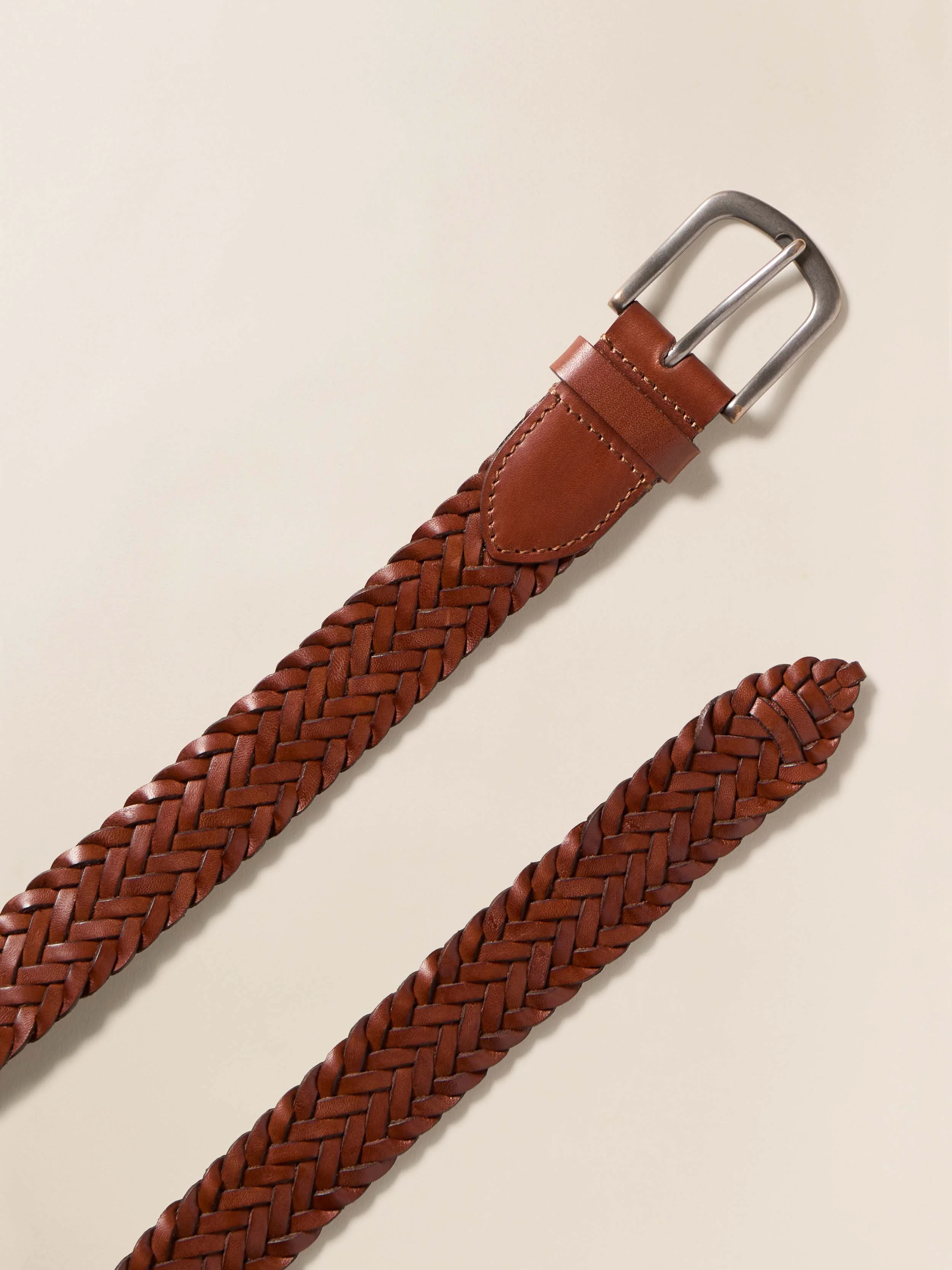 Men's Braided Belt - Saddle Brown - Image 2