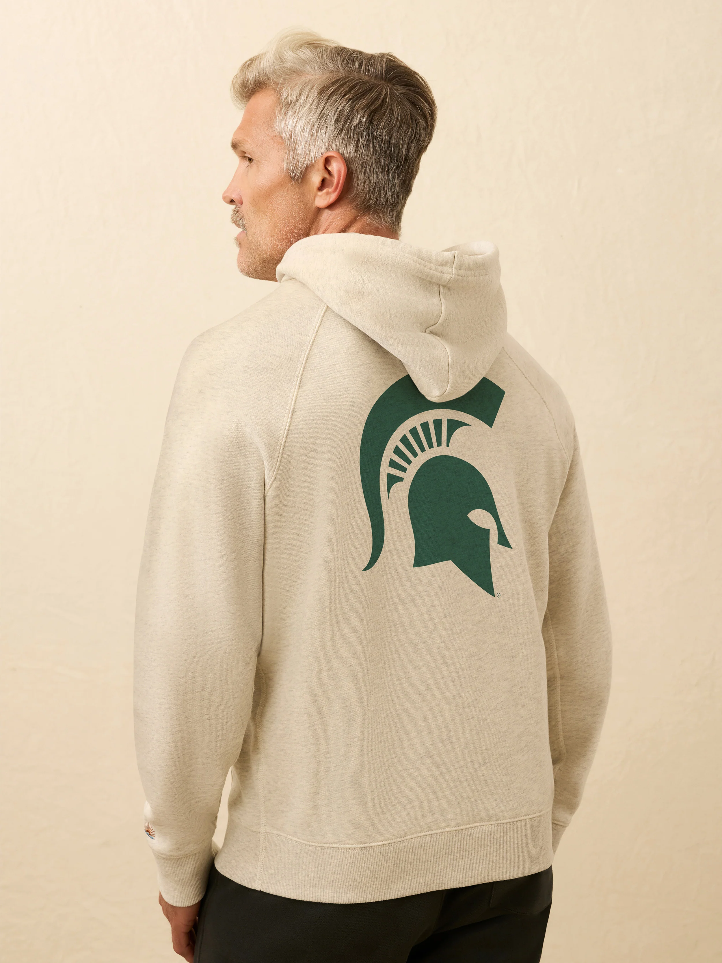 Michigan State High Standard Fleece Hoodie - Antique Ivory Heather - Image 2