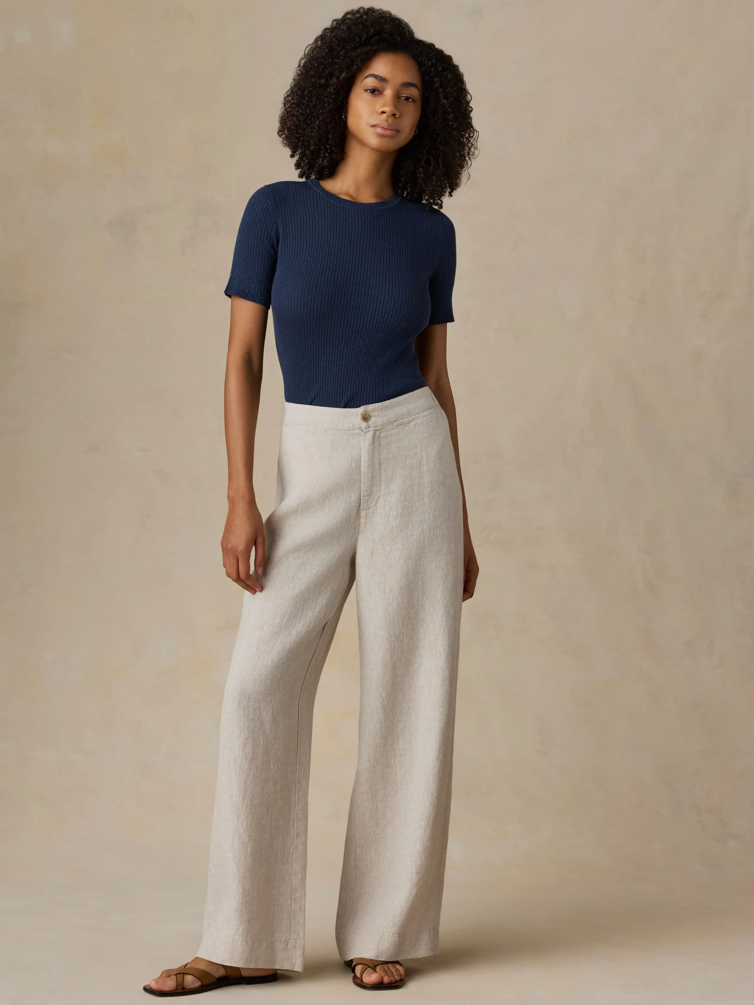 Miramar Linen Mini Rib Tee - Spellbound - Image 3