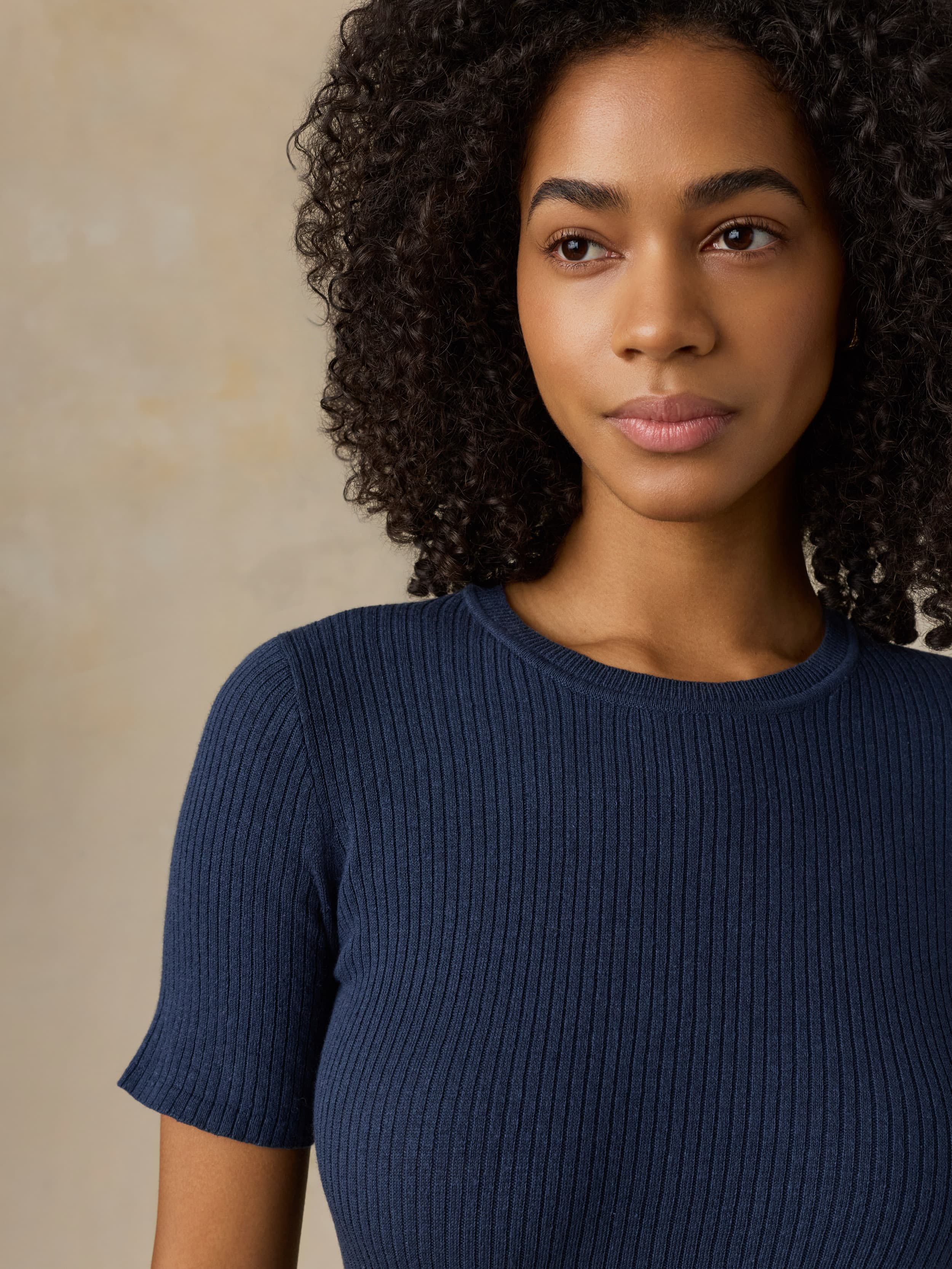 Miramar Linen Mini Rib Tee - Spellbound - Image 4