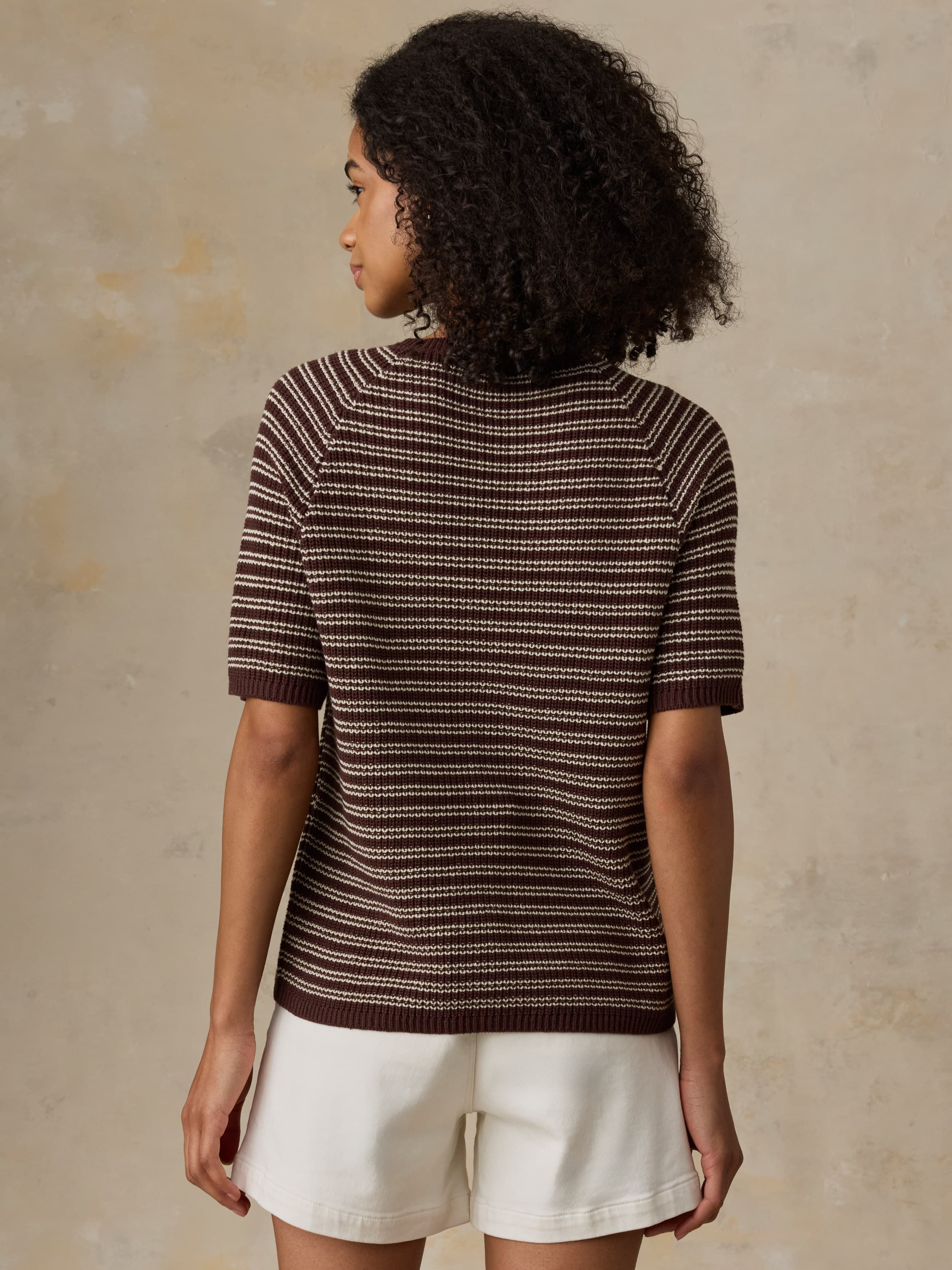 Miramar Linen Tee - Mocha Stripe - Image 6