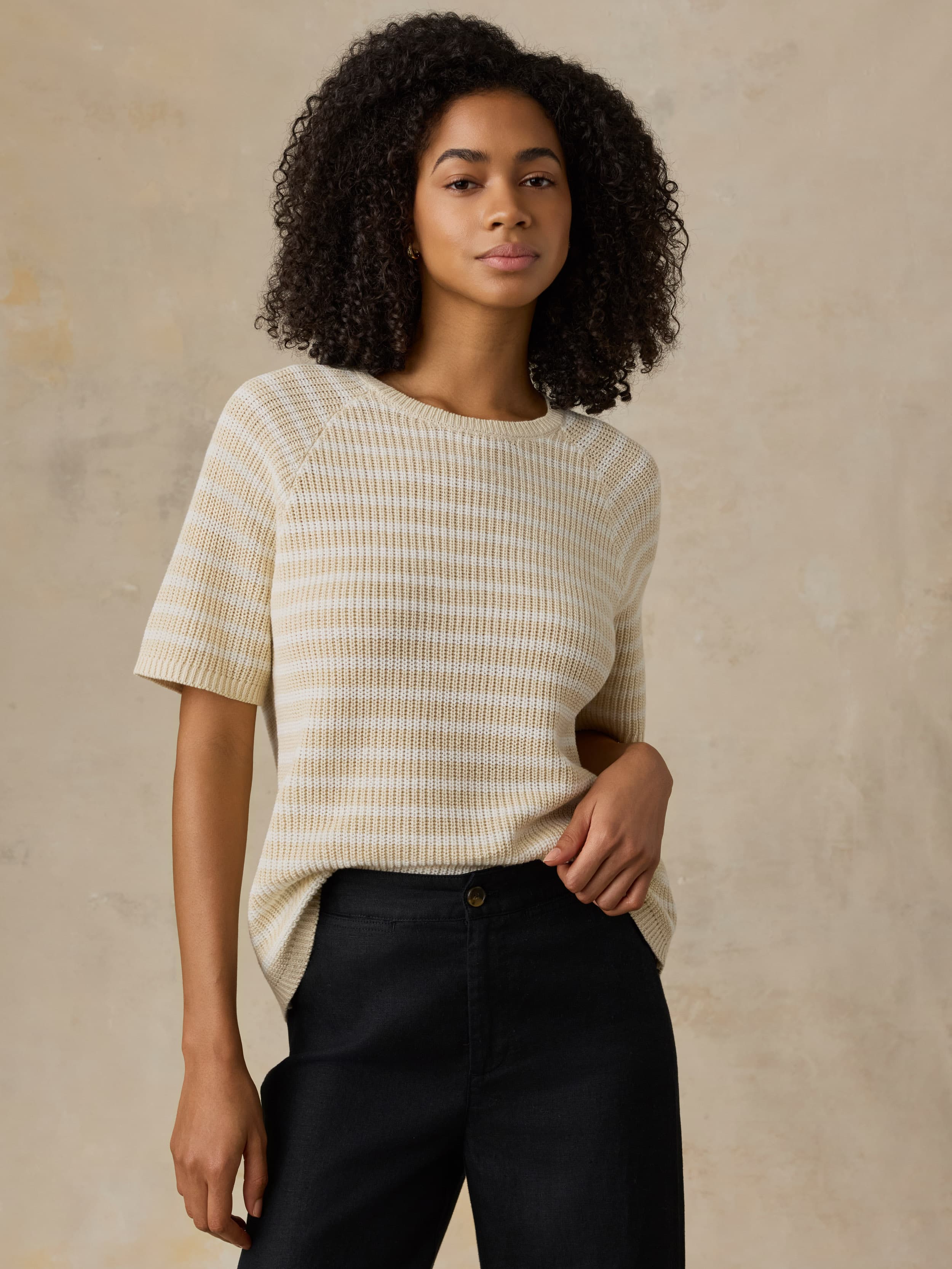 Miramar Linen Tee - Sand Lines - Image 3