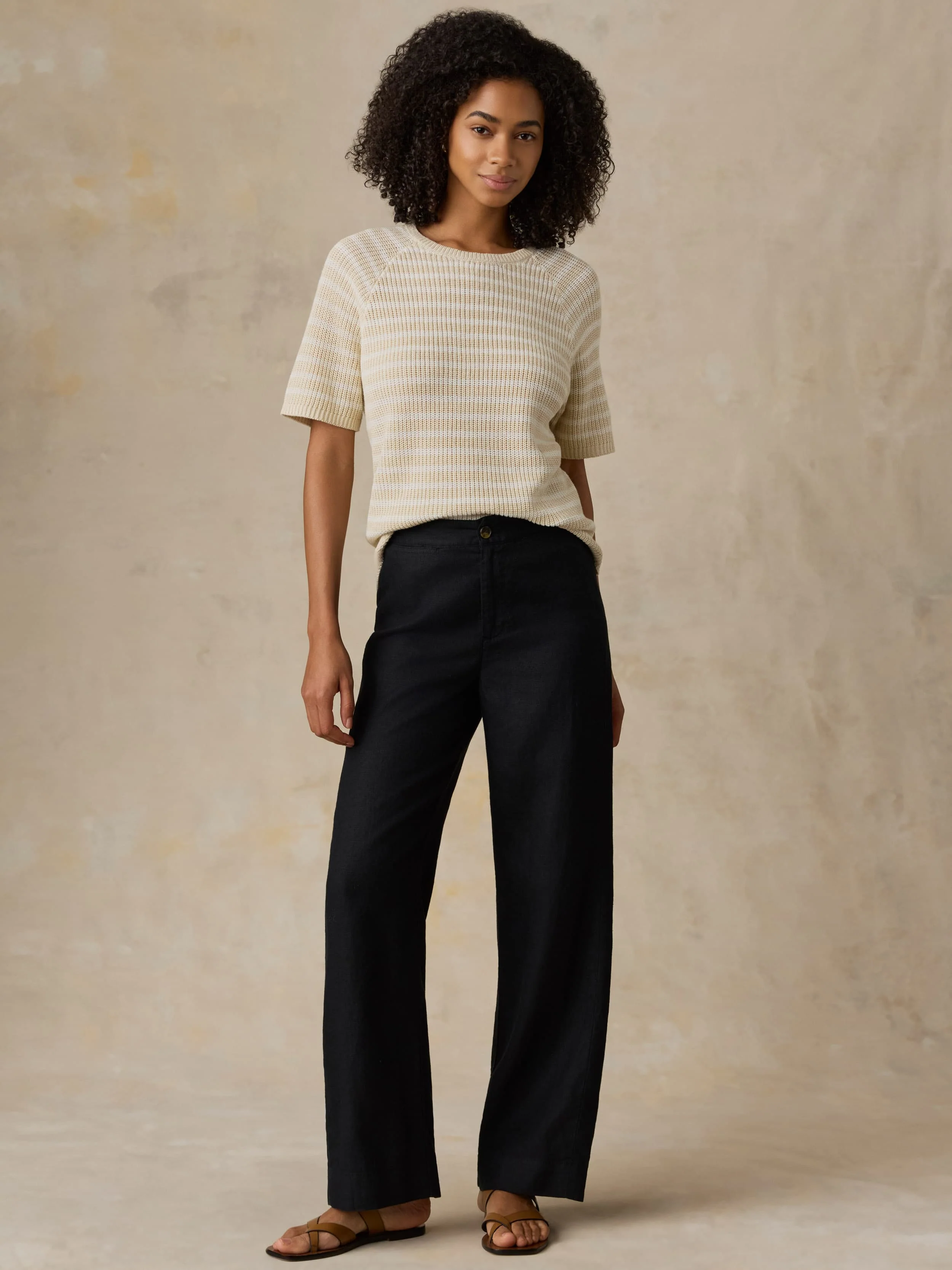 Miramar Linen Tee - Sand Lines - Image 4