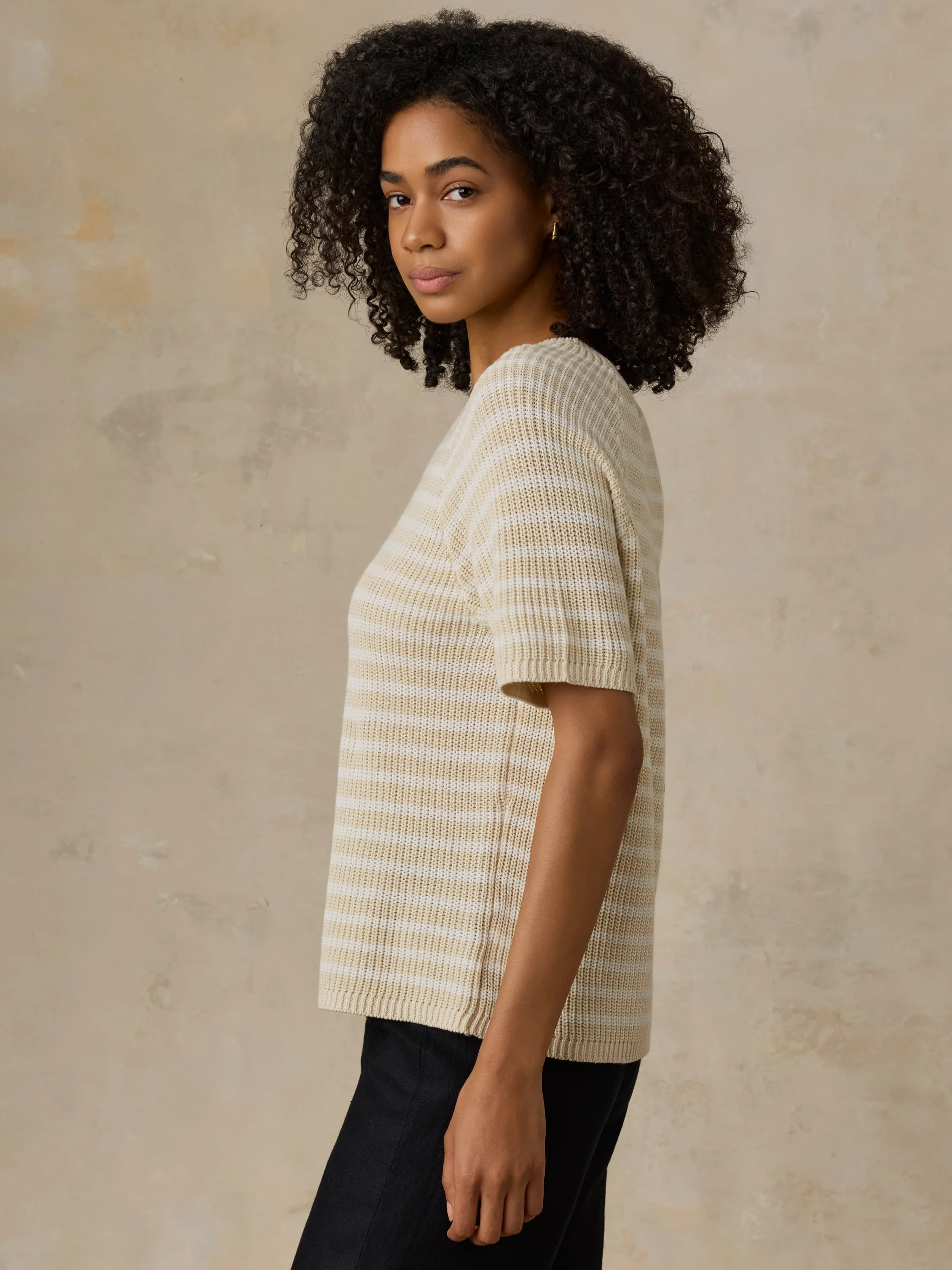 Miramar Linen Tee - Sand Lines - Image 5