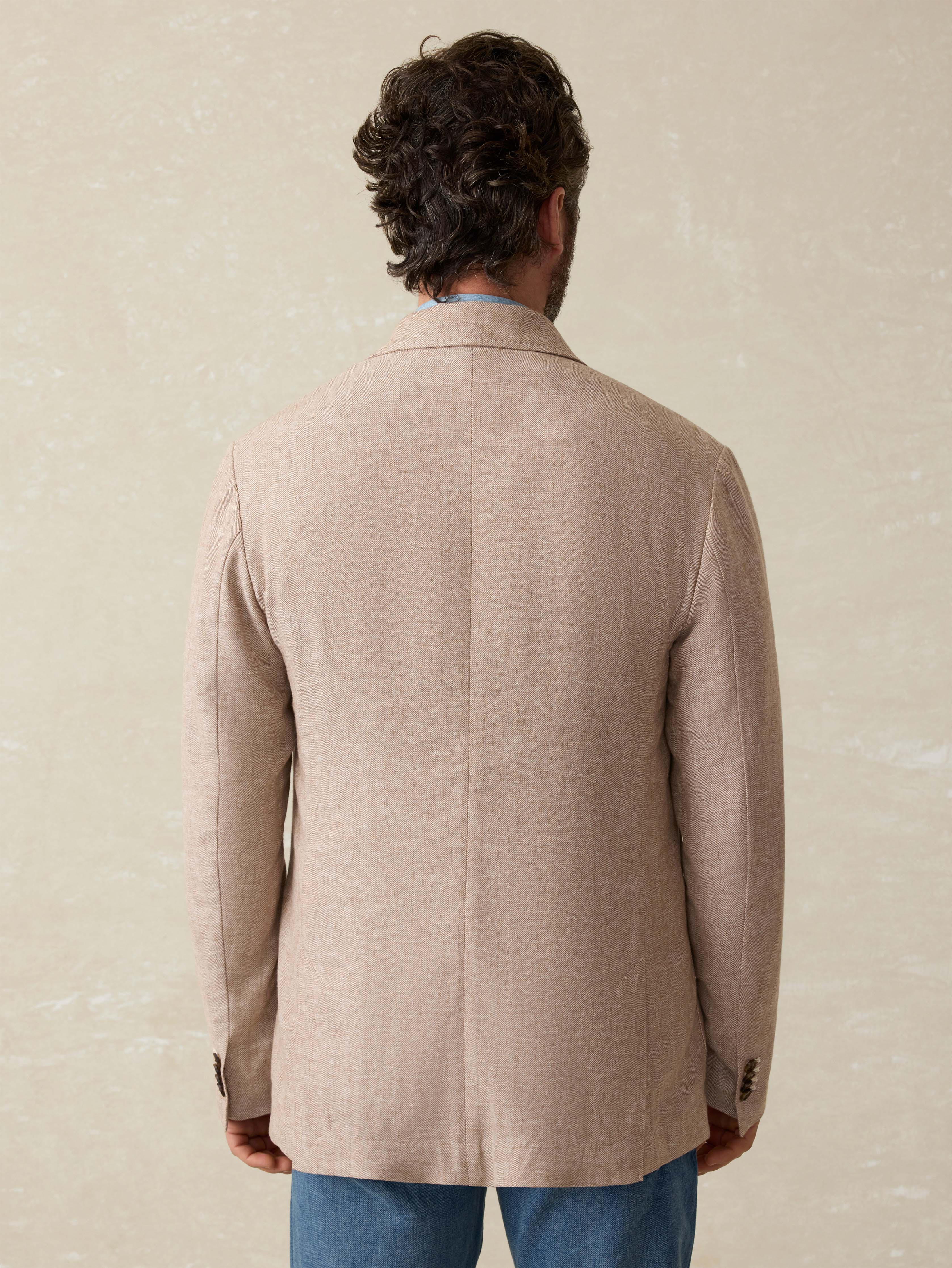 Movement™ Linen Blazer - Wolf Sands Herringbone - Image 4