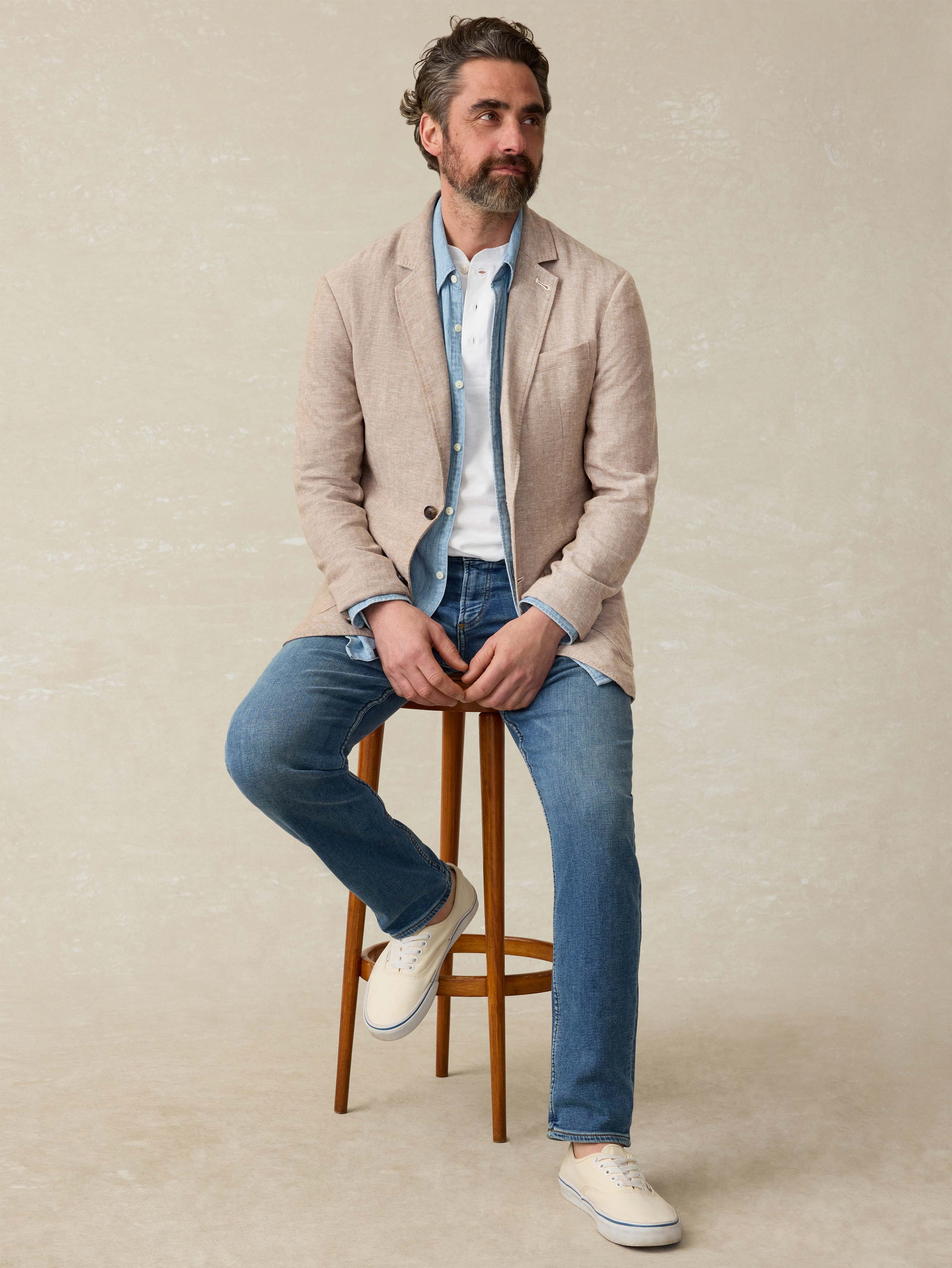Movement™ Linen Blazer - Wolf Sands Herringbone - Image 5