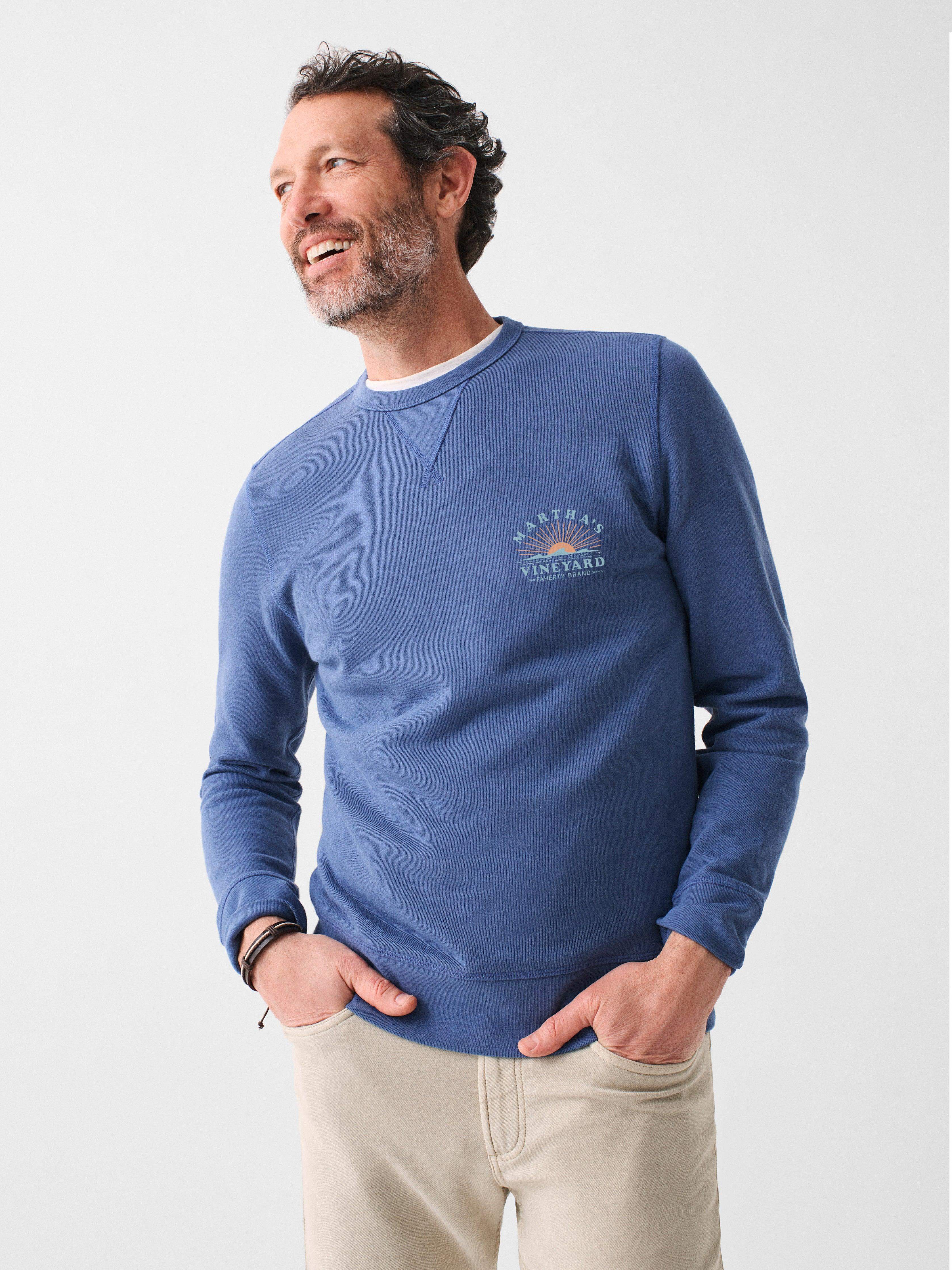 Martha's Vineyard Long-Sleeve Terry Crewneck - Faded Navy - Image 2