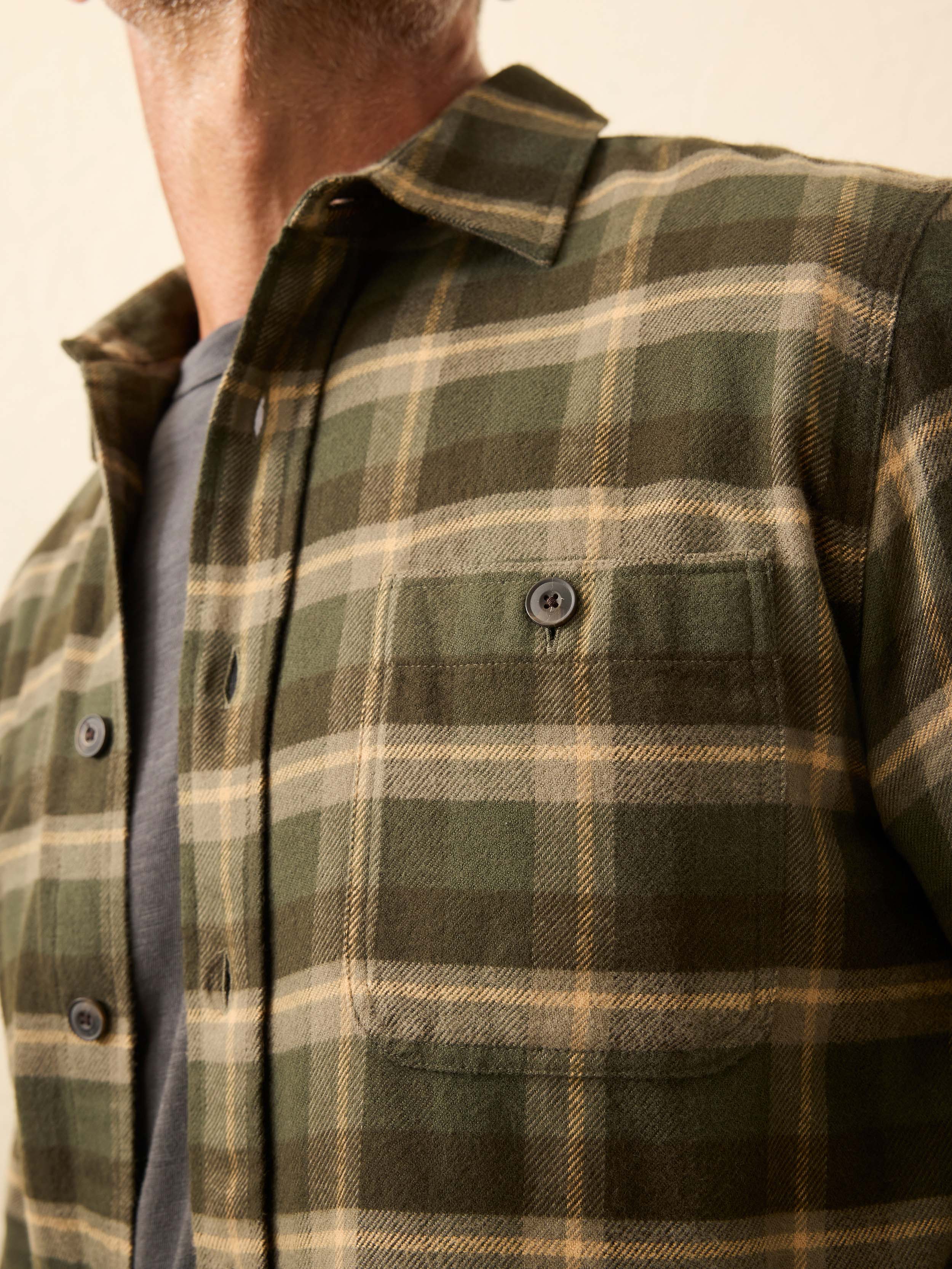 Heirloom Portuguese Flannel Shirt - Garret Verde Plaid - Image 3