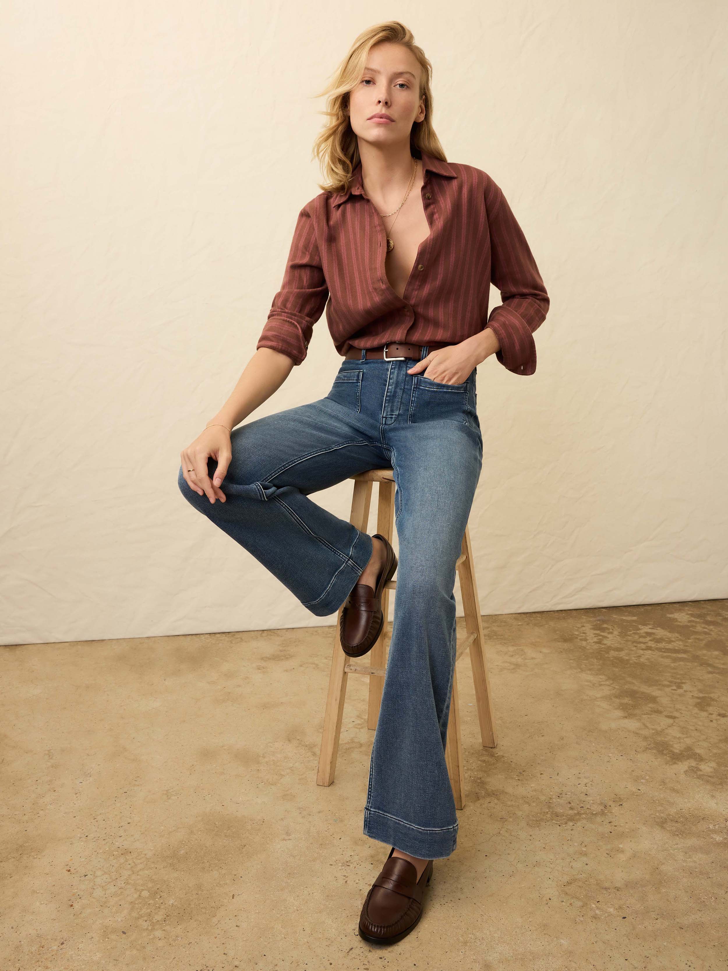 The Heirloom Portuguese Flannel Relaxed Shirt - Cliff Walk Stripe - Image 3