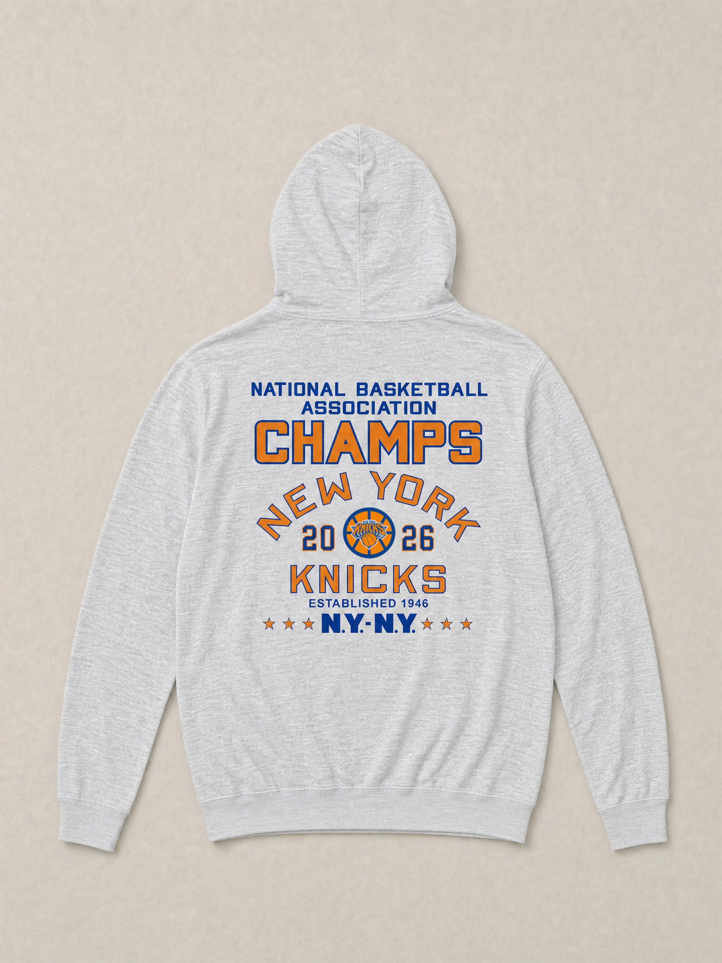 NY Knicks Sunwashed Organic Hoodie - Light Grey Heather