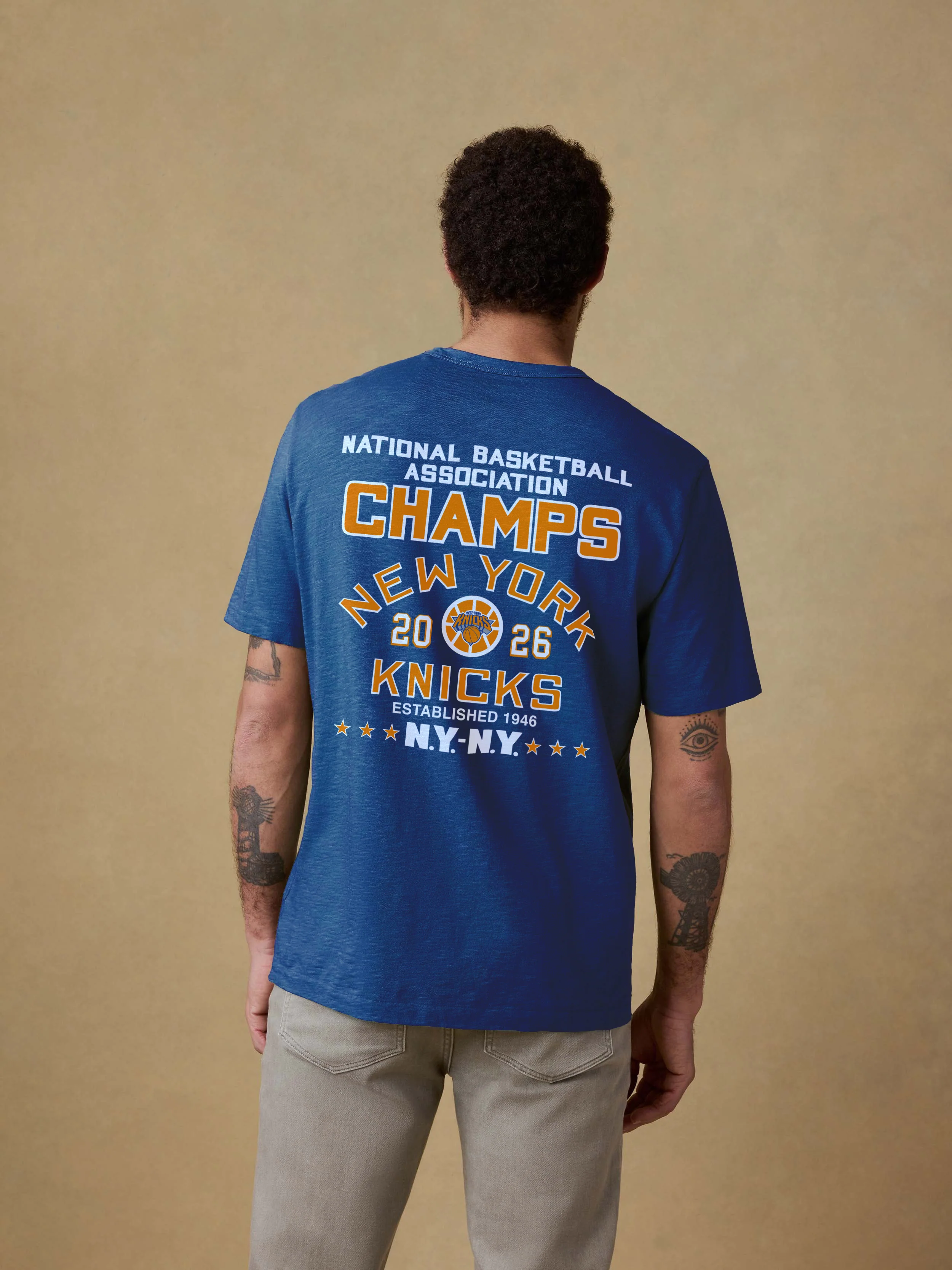NY Knicks Sunwashed Regenerative Tee - Antilles Blue - Image 2