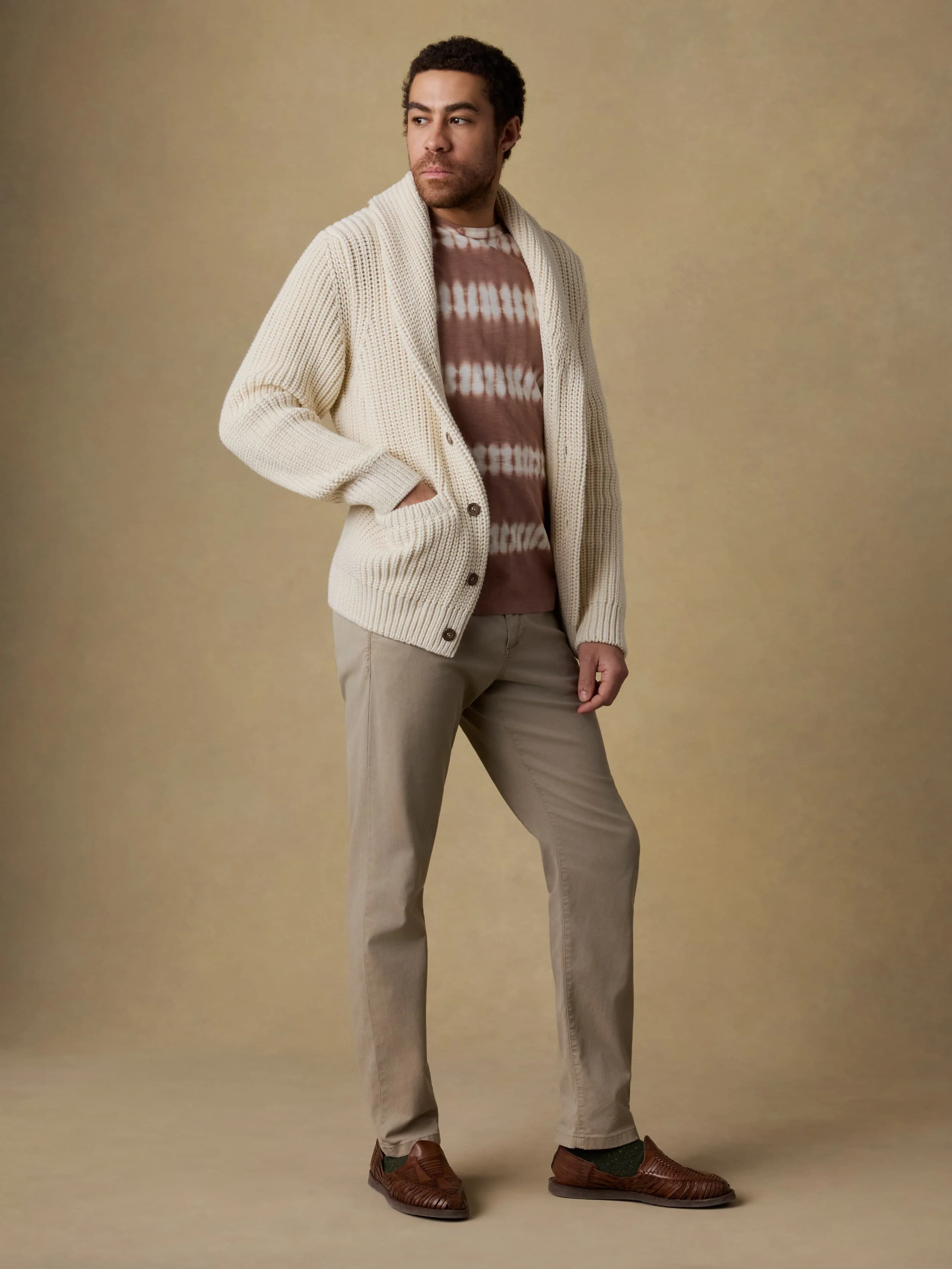 Pima Cotton Cardigan - Ivory Vista - Image 2