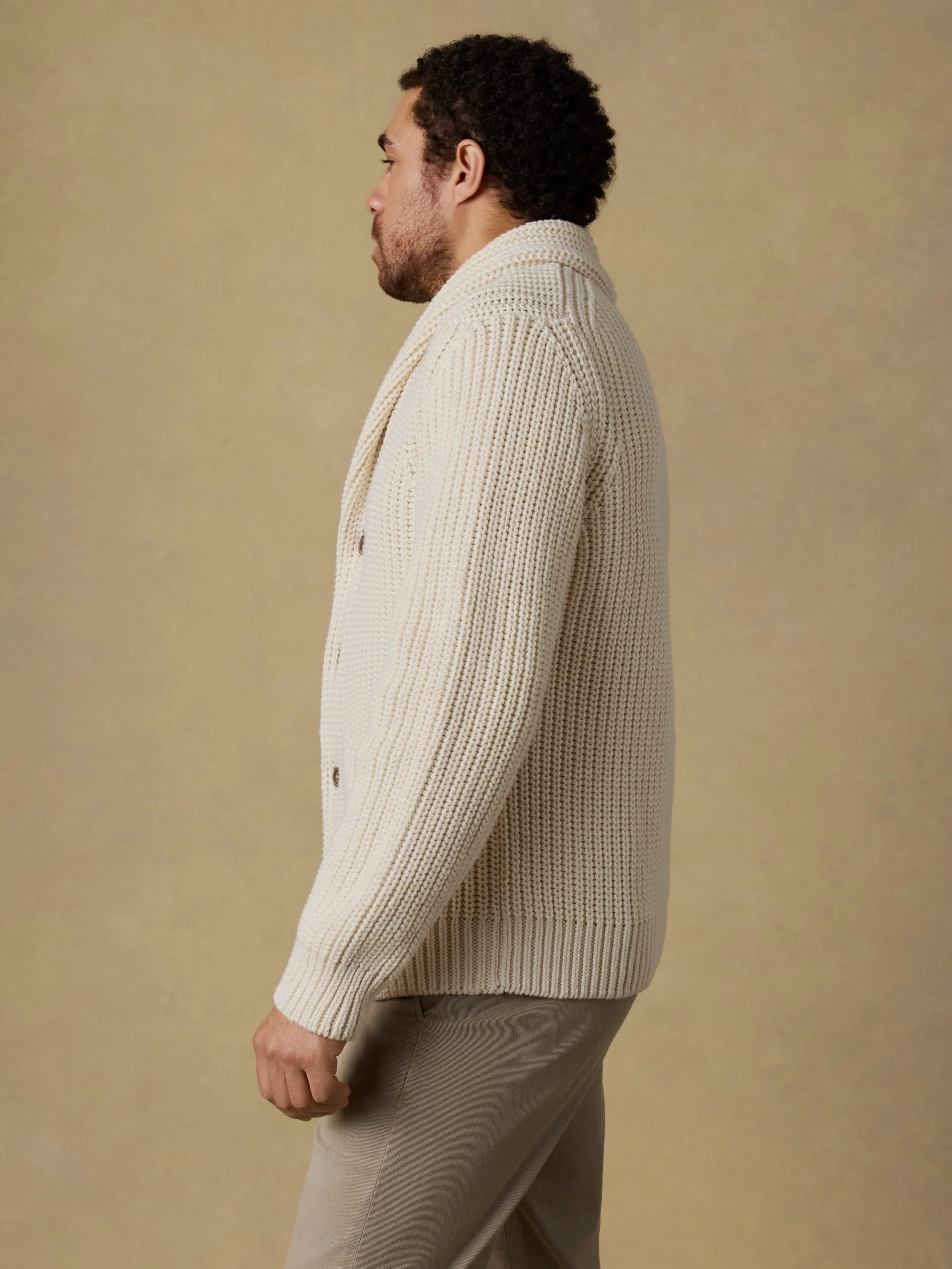 Pima Cotton Cardigan - Ivory Vista - Image 4