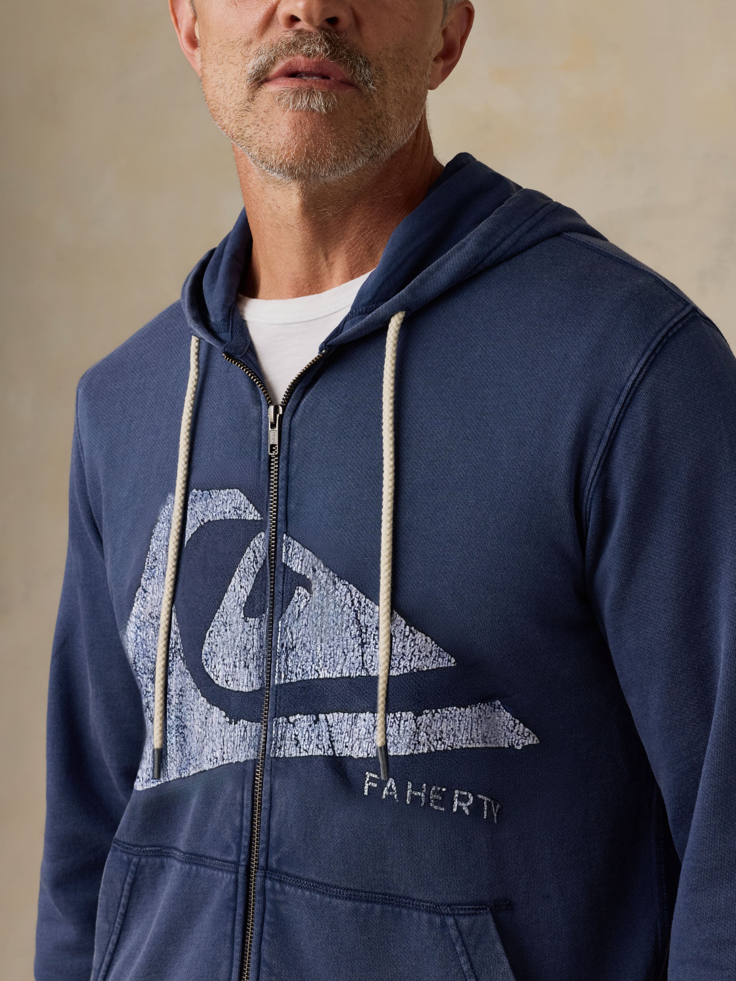 Faherty x Quiksilver Fleece Zip Hoodie - Abyss Navy - Image 4