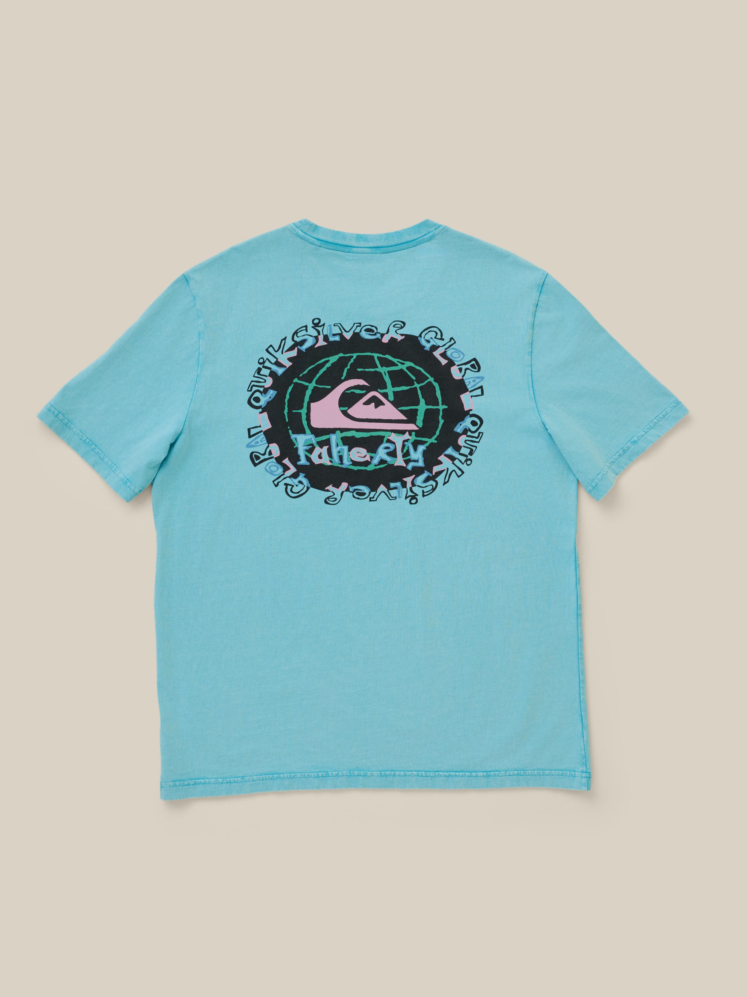 Faherty x Quiksilver Heavy Wash Tee - Teal Tropics - Image 7