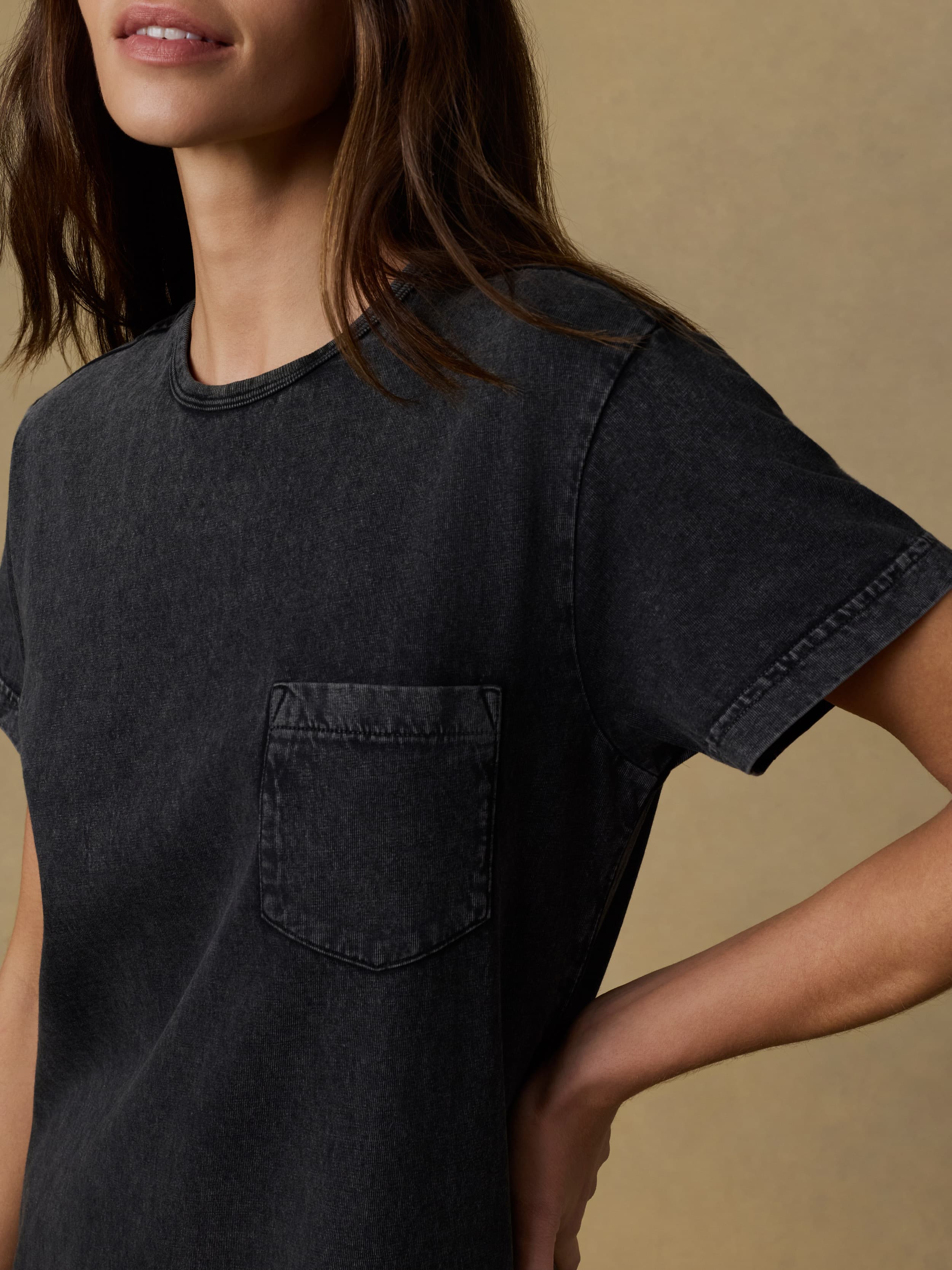 Recycled Cotton Jersey T-Shirt Dress - Washed Black - Image 5