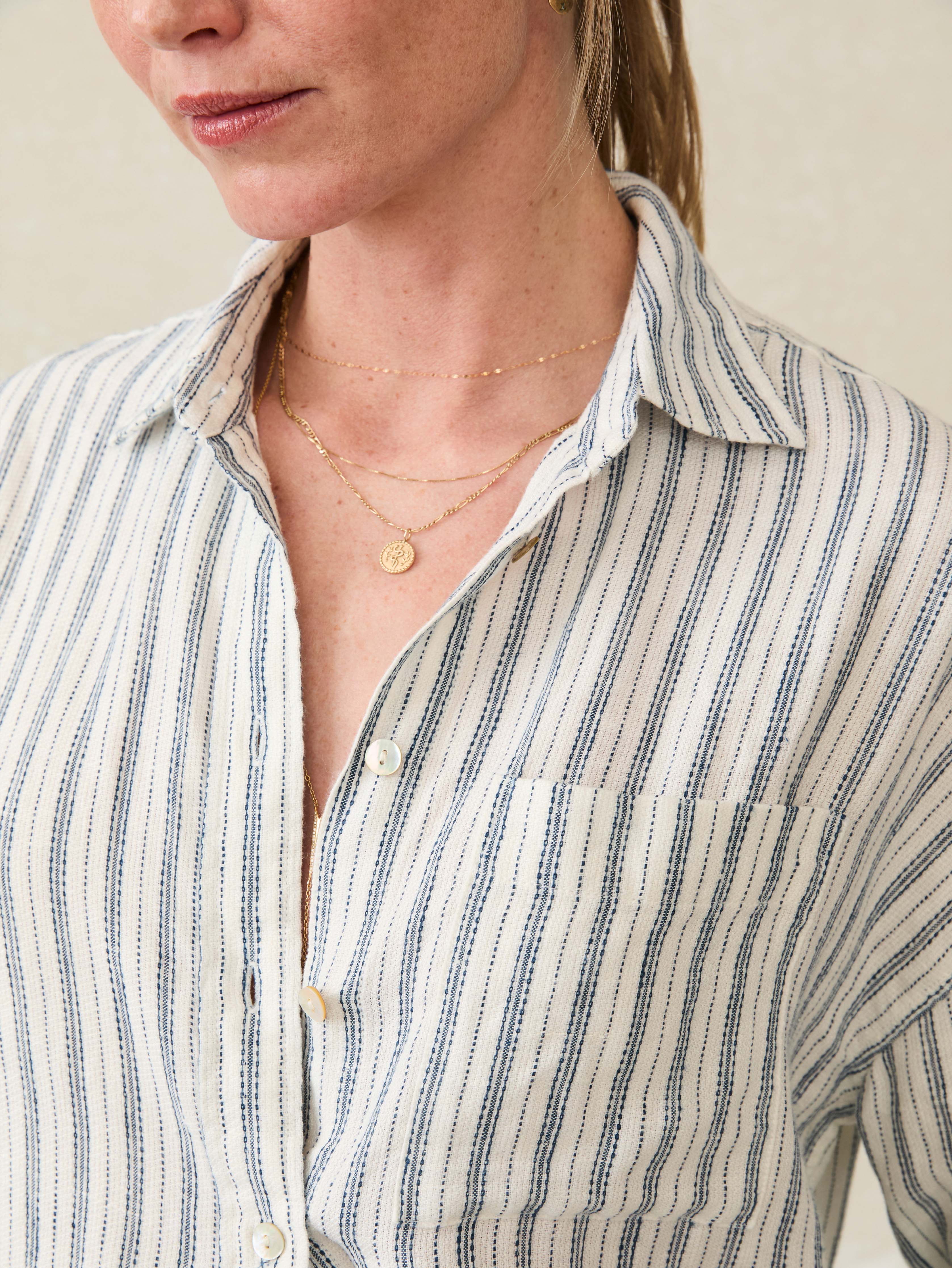 Santa Cruz Linen Relaxed Shirt - Oceanside Stripe - Image 3