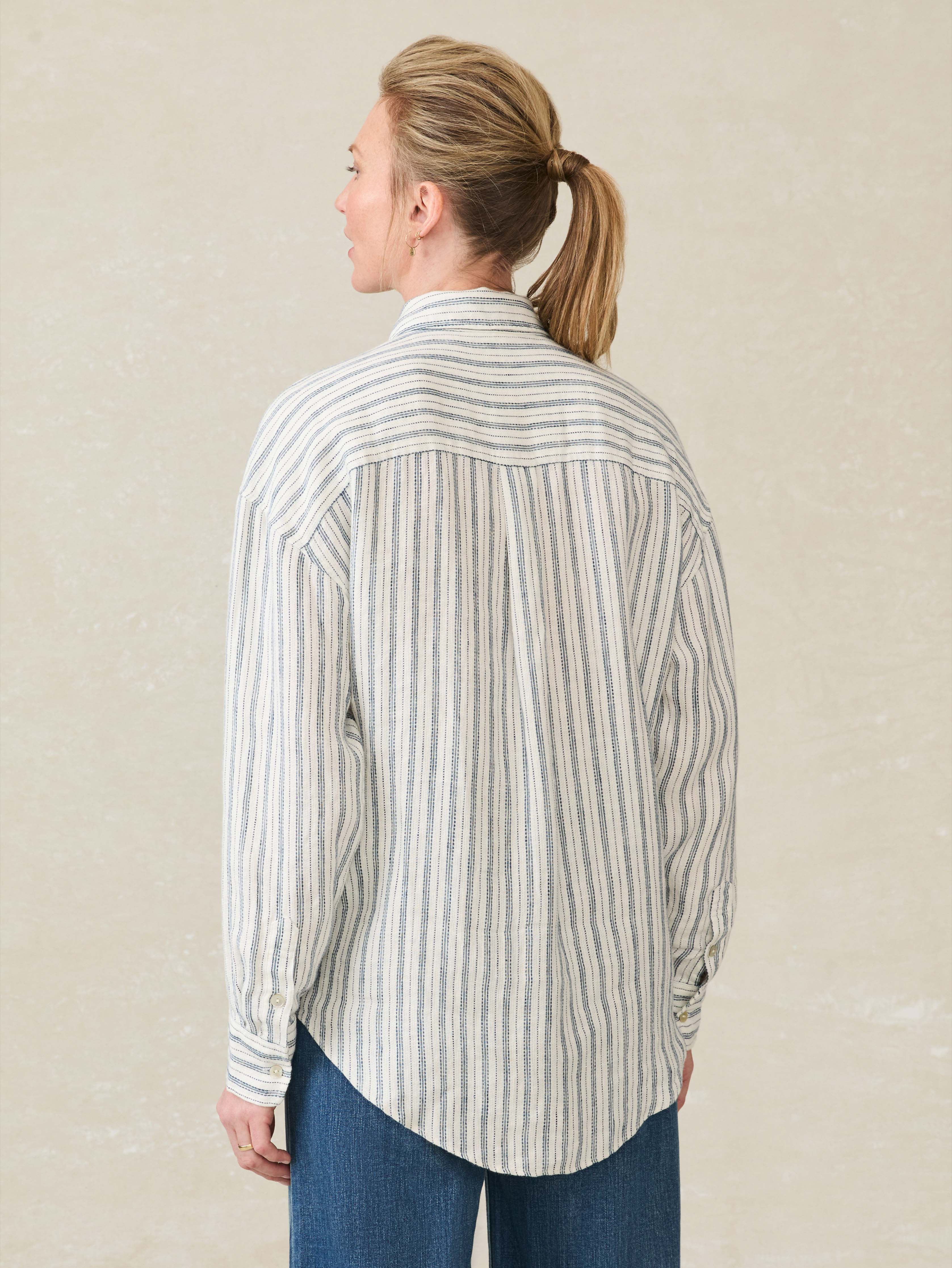 Santa Cruz Linen Relaxed Shirt - Oceanside Stripe - Image 5
