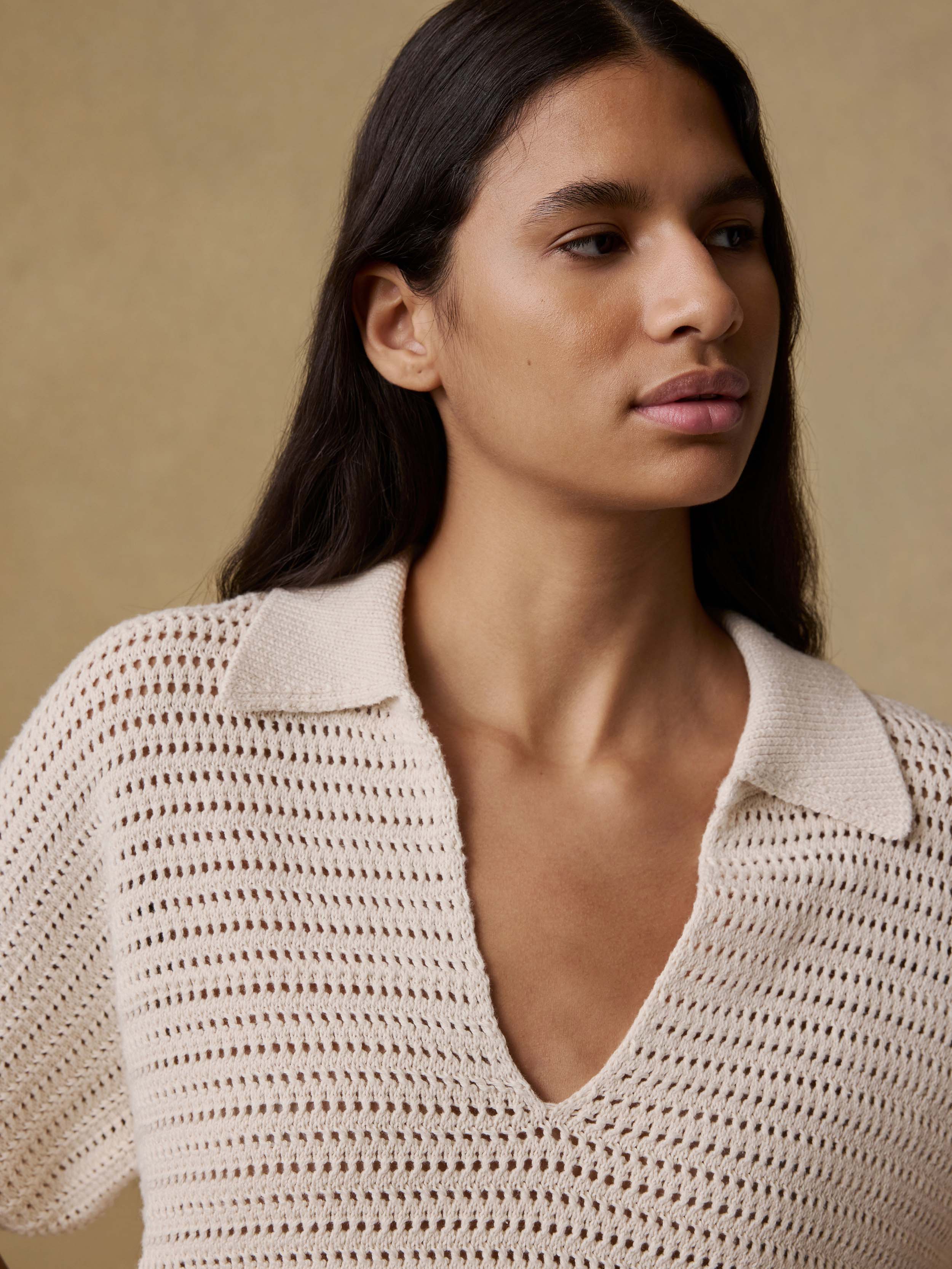 Seacoast Crochet Polo - Cream - Image 6