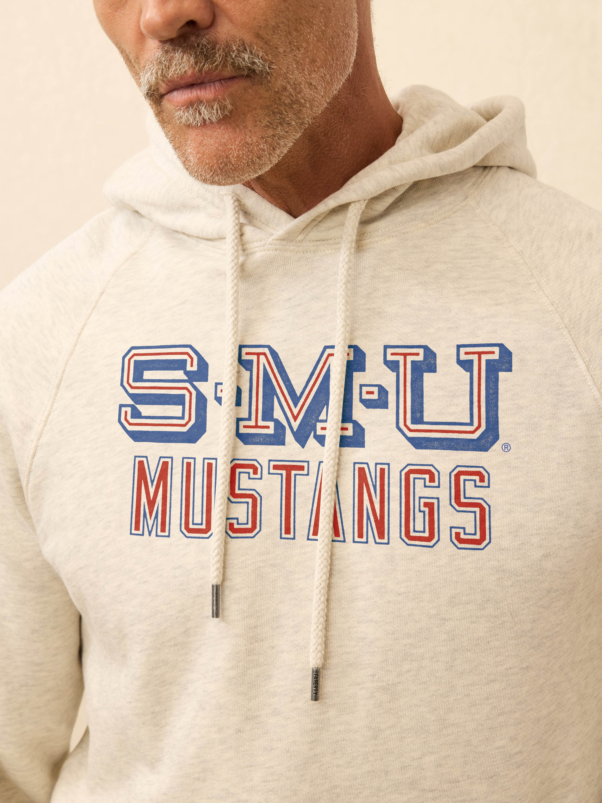 Southern Methodist University High Standard Fleece Hoodie - Antique Ivory Heather - Image 2