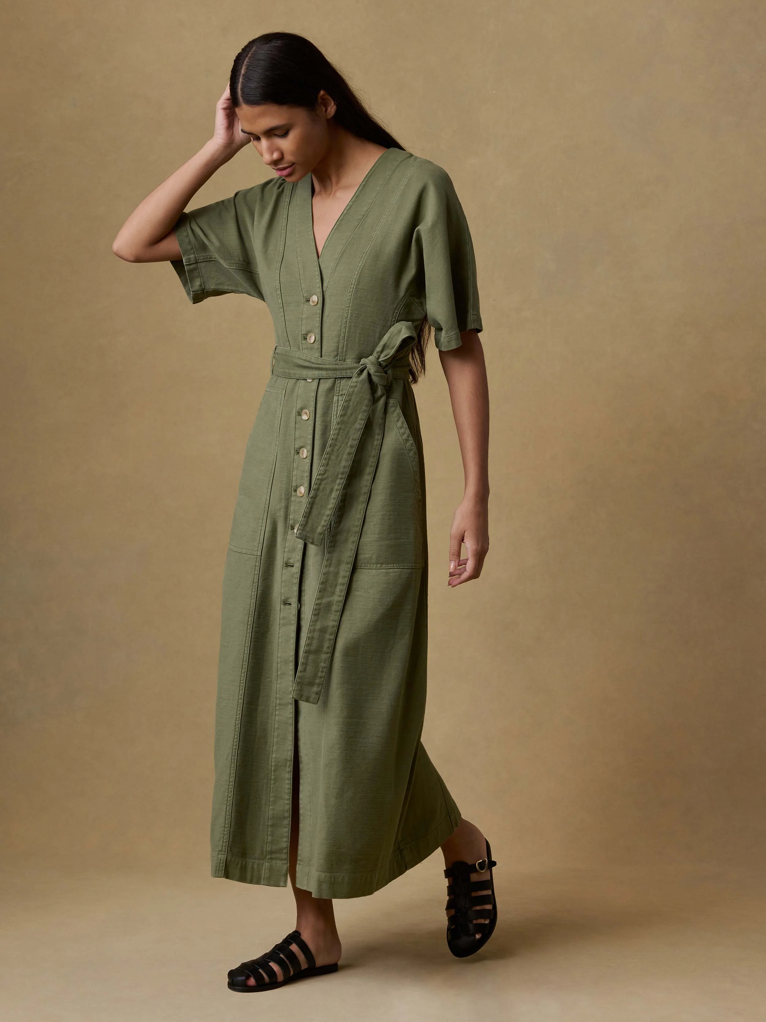 Soft Stretch Camille Dress - Moss - Image 3