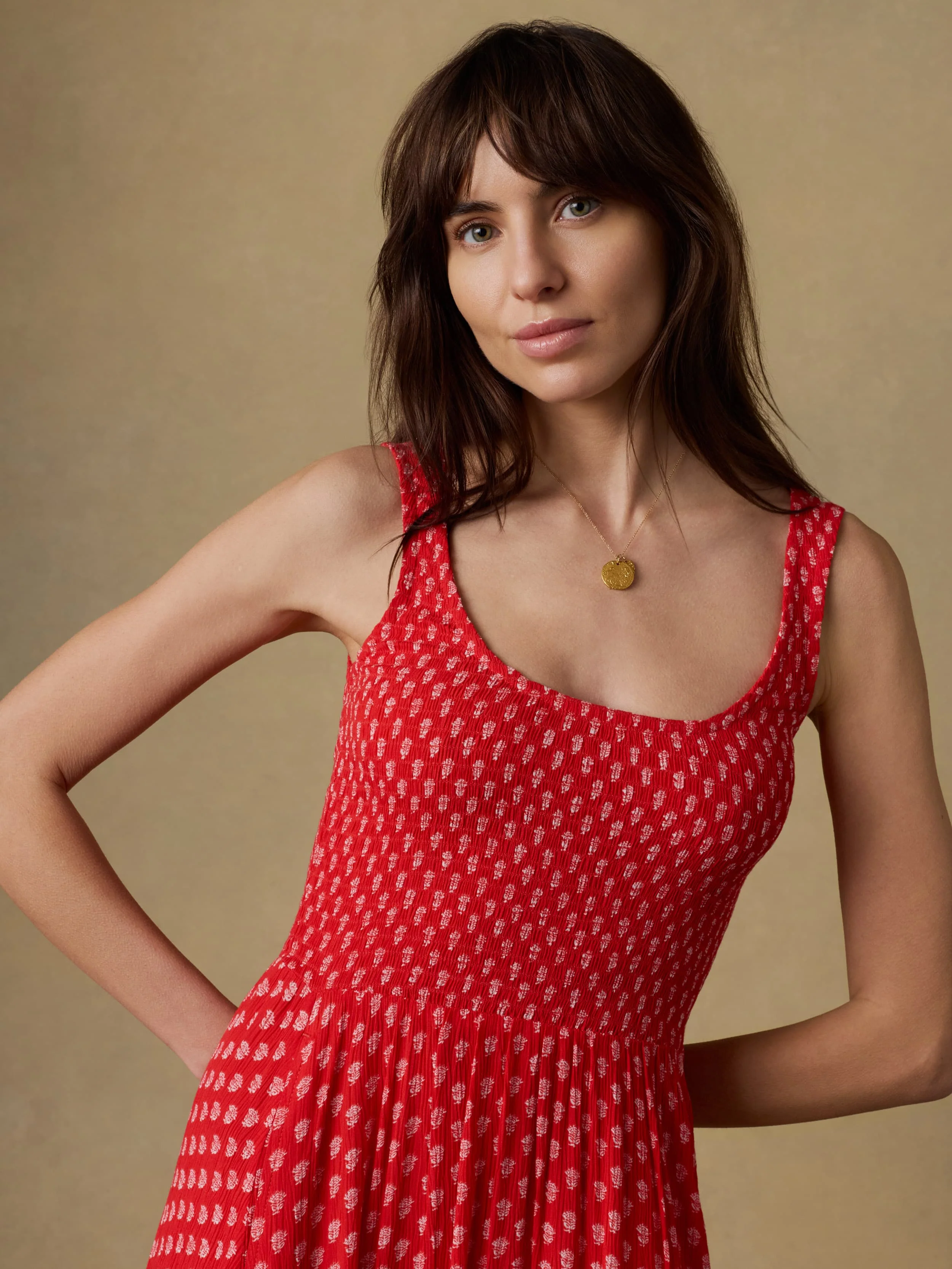 Sophia Smocked Dress - Red Lotus Floral - Image 2