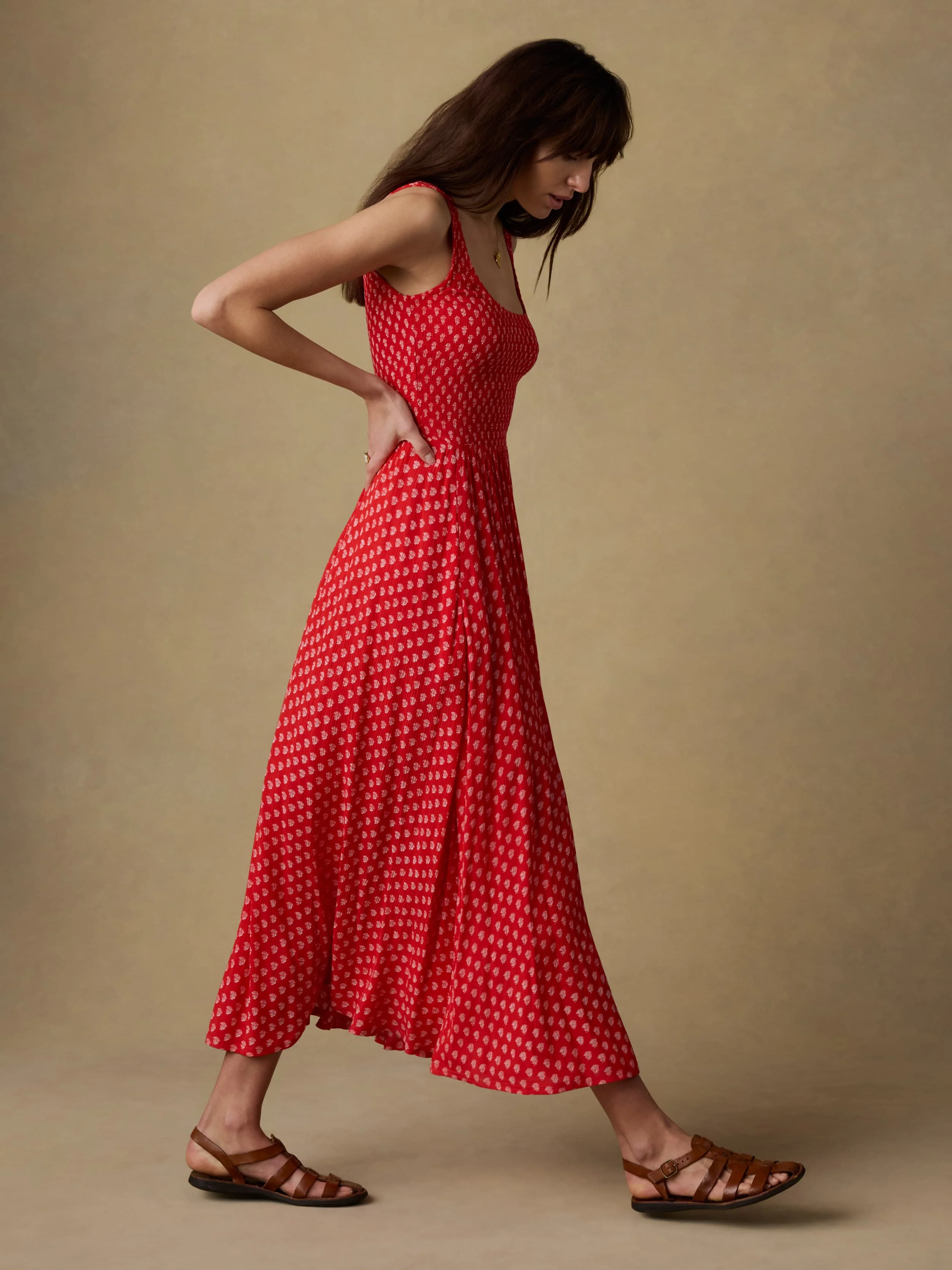Sophia Smocked Dress - Red Lotus Floral - Image 4