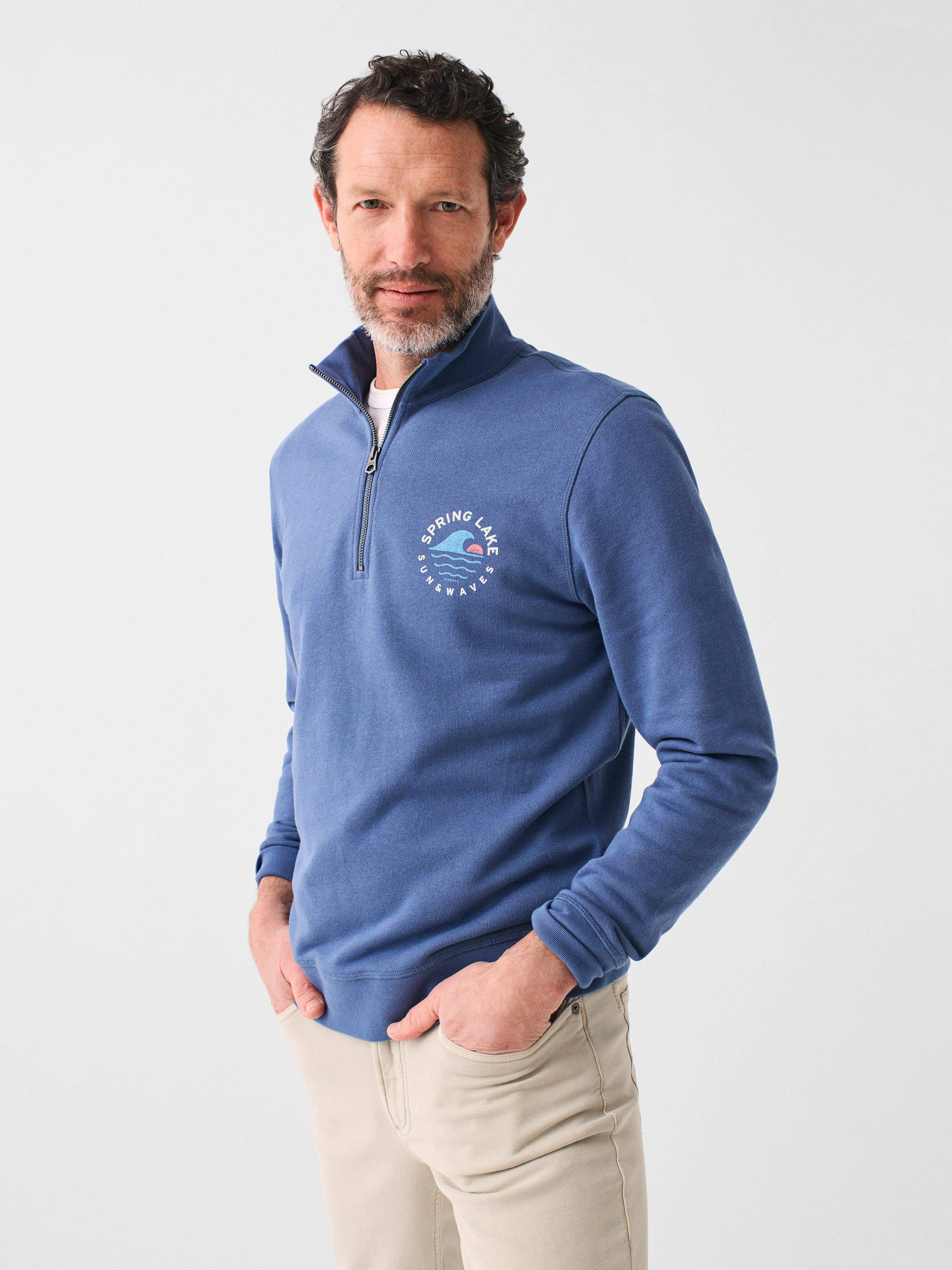 Spring Lake Long-Sleeve Terry Quarter-Zip - Faded Navy - Image 3
