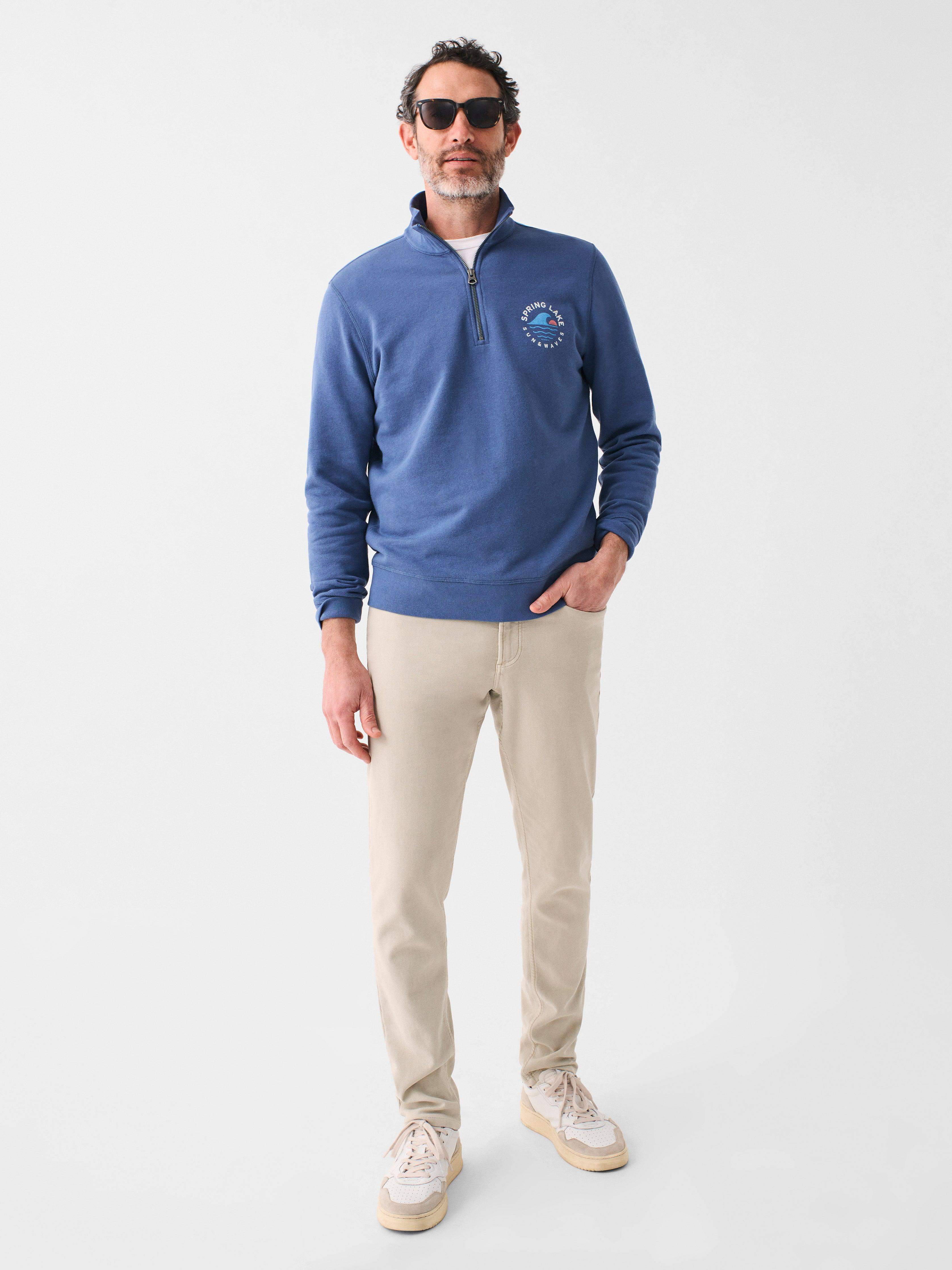 Spring Lake Long-Sleeve Terry Quarter-Zip - Faded Navy - Image 4