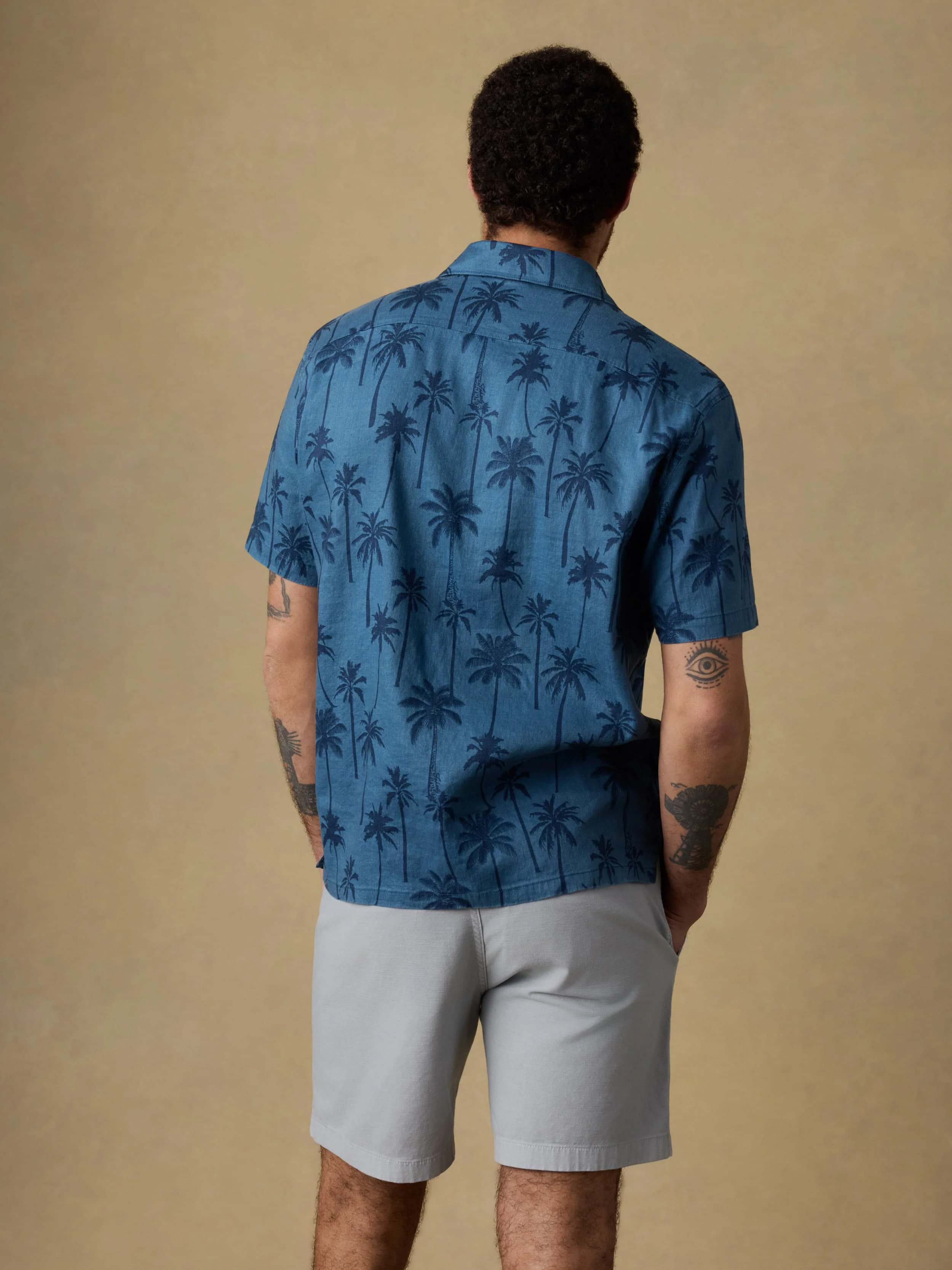 Short-Sleeve Breeze Camp Shirt - Ocean Shore Trees - Image 3