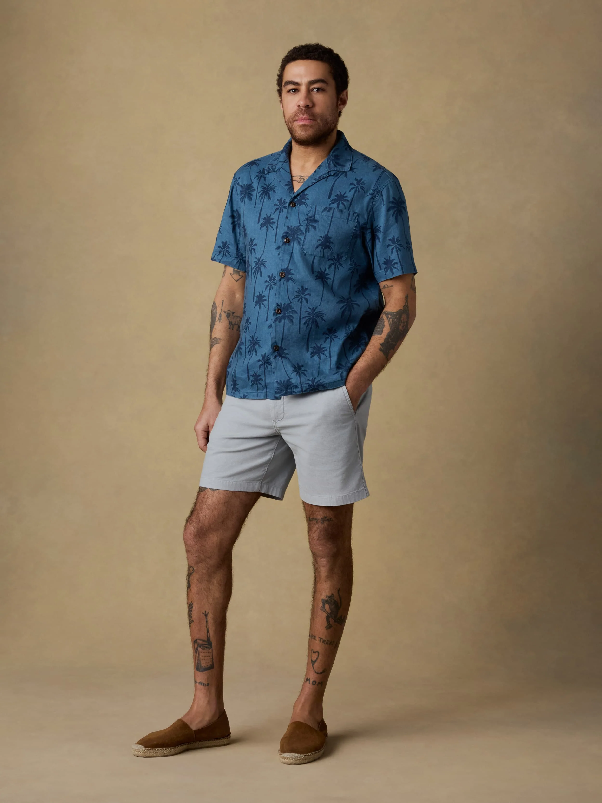 Short-Sleeve Breeze Camp Shirt - Ocean Shore Trees - Image 4