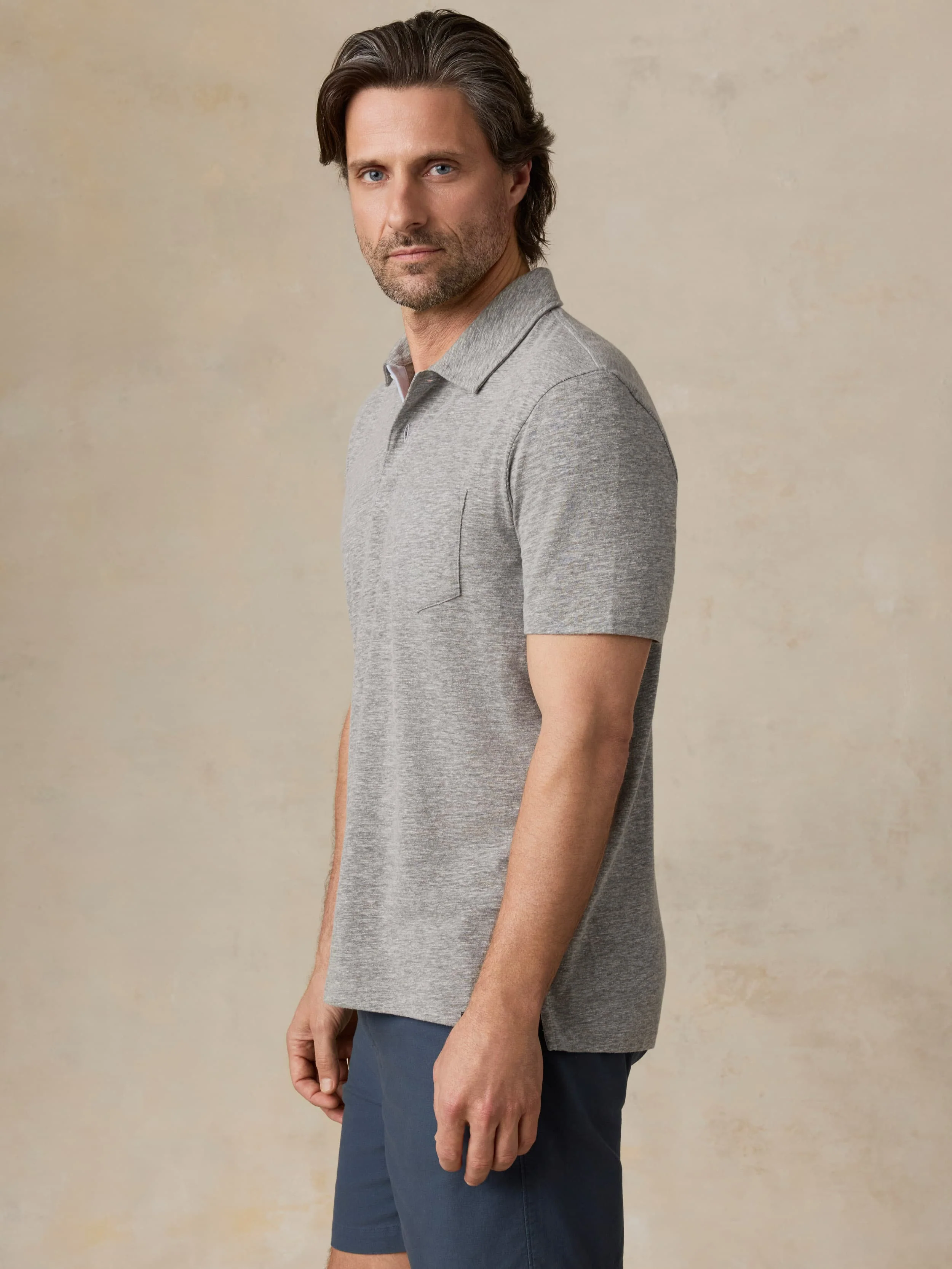 Short-Sleeve Breeze Polo - Cave Grey Heather - Image 6